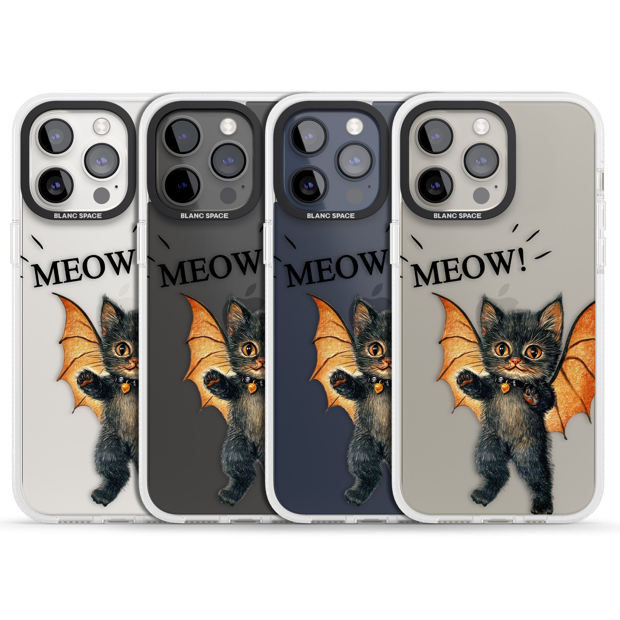MEOW! iPhone 15 Pro Max / 15 Pro / 14 Pro Max / 14 Pro / 13 Pro Clear Case Impact Air - Blanc Space