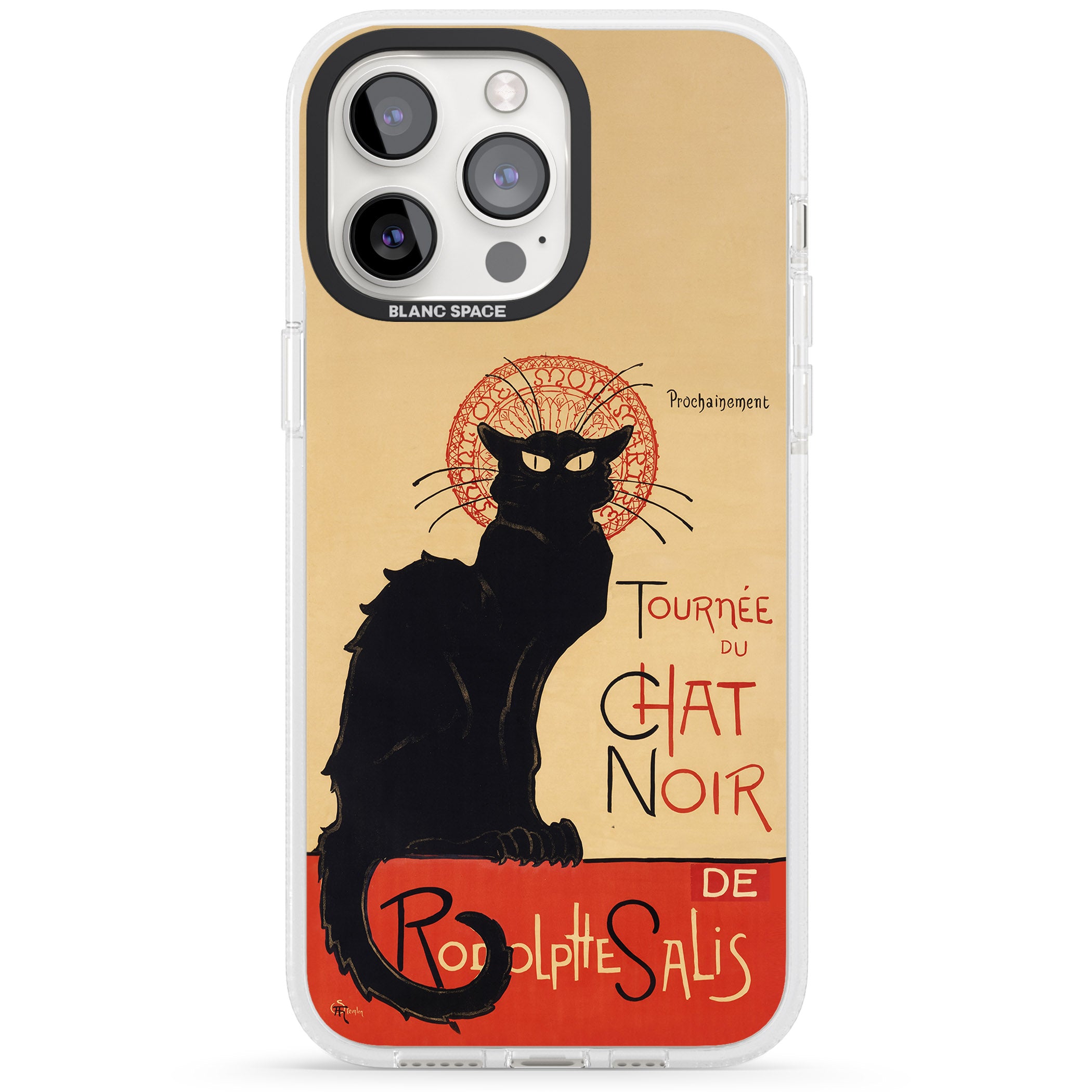 Tournee du Chat Noir Poster iPhone 15 Pro Max / 15 Pro / 14 Pro Max / 14 Pro / 13 Pro Clear Case Impact Air - Blanc Space