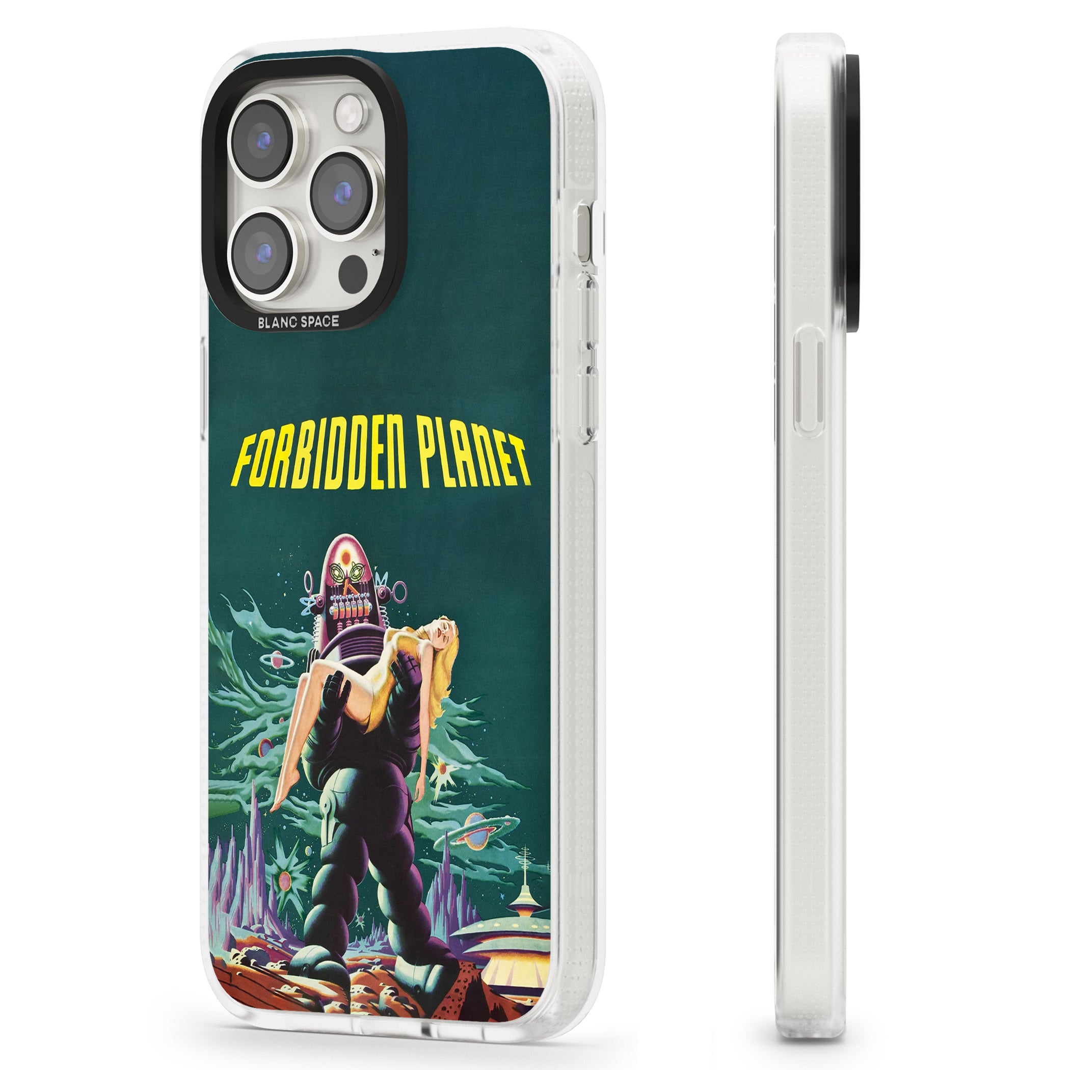 Forbidden Planet Poster iPhone 15 Pro Max / 15 Pro / 14 Pro Max / 14 Pro / 13 Pro Clear Case Impact Air - Blanc Space