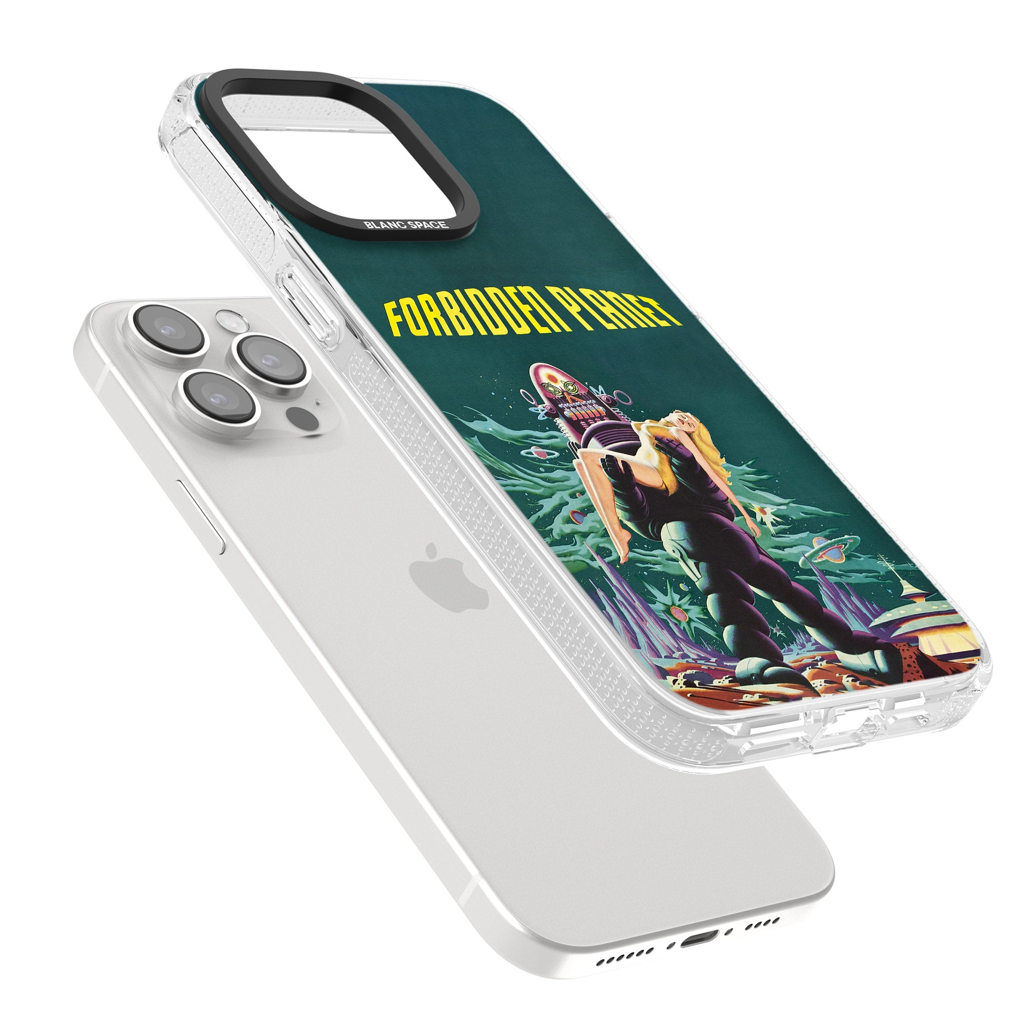 Forbidden Planet Poster iPhone 15 Pro Max / 15 Pro / 14 Pro Max / 14 Pro / 13 Pro Clear Case Impact Air - Blanc Space