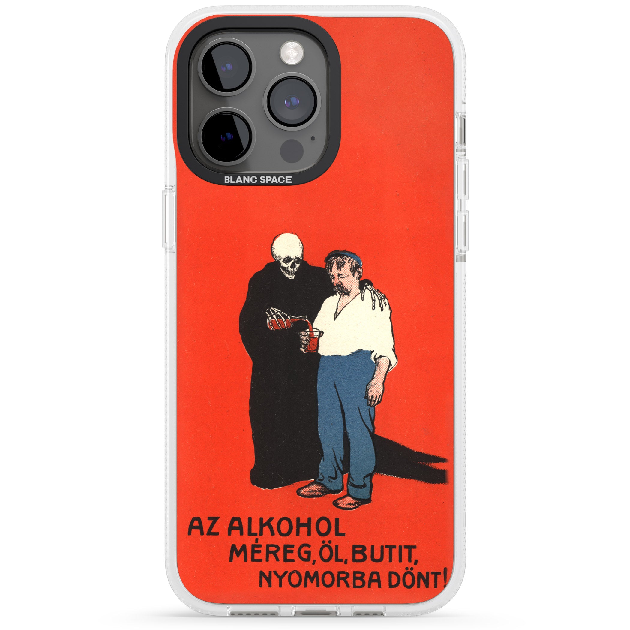 Az Alkohol Poster iPhone 15 Pro Max / 15 Pro / 14 Pro Max / 14 Pro / 13 Pro Clear Case Impact Air - Blanc Space