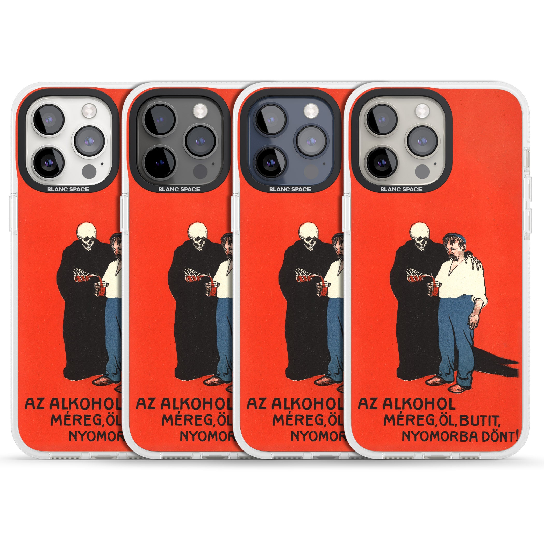 Az Alkohol Poster iPhone 15 Pro Max / 15 Pro / 14 Pro Max / 14 Pro / 13 Pro Clear Case Impact Air - Blanc Space