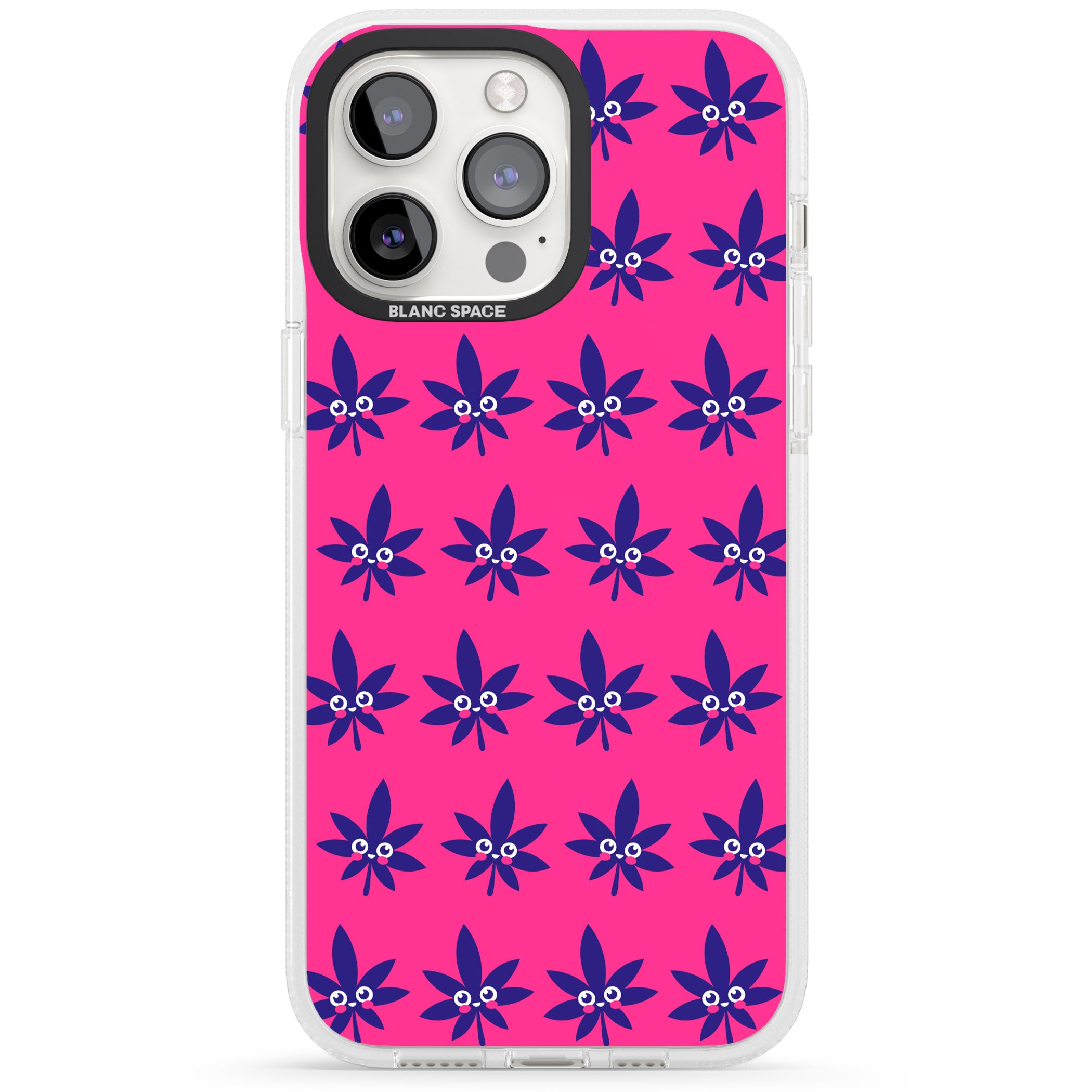 Pink Sativa iPhone 15 Pro Max / 15 Pro / 14 Pro Max / 14 Pro / 13 Pro Clear Case Impact Air - Blanc Space