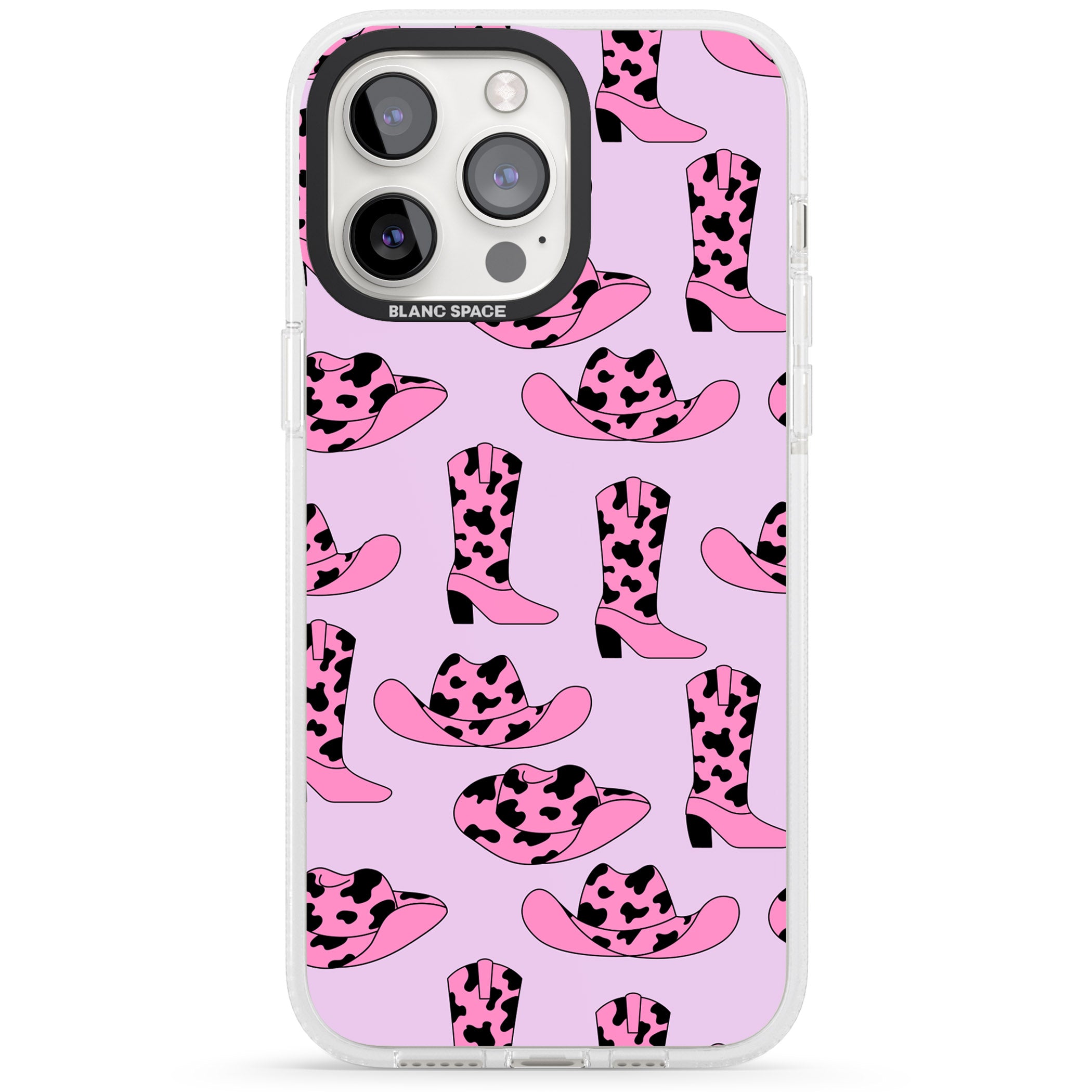 Cow-Girl Pattern iPhone 15 Pro Max / 15 Pro / 14 Pro Max / 14 Pro / 13 Pro Clear Case Impact Air - Blanc Space