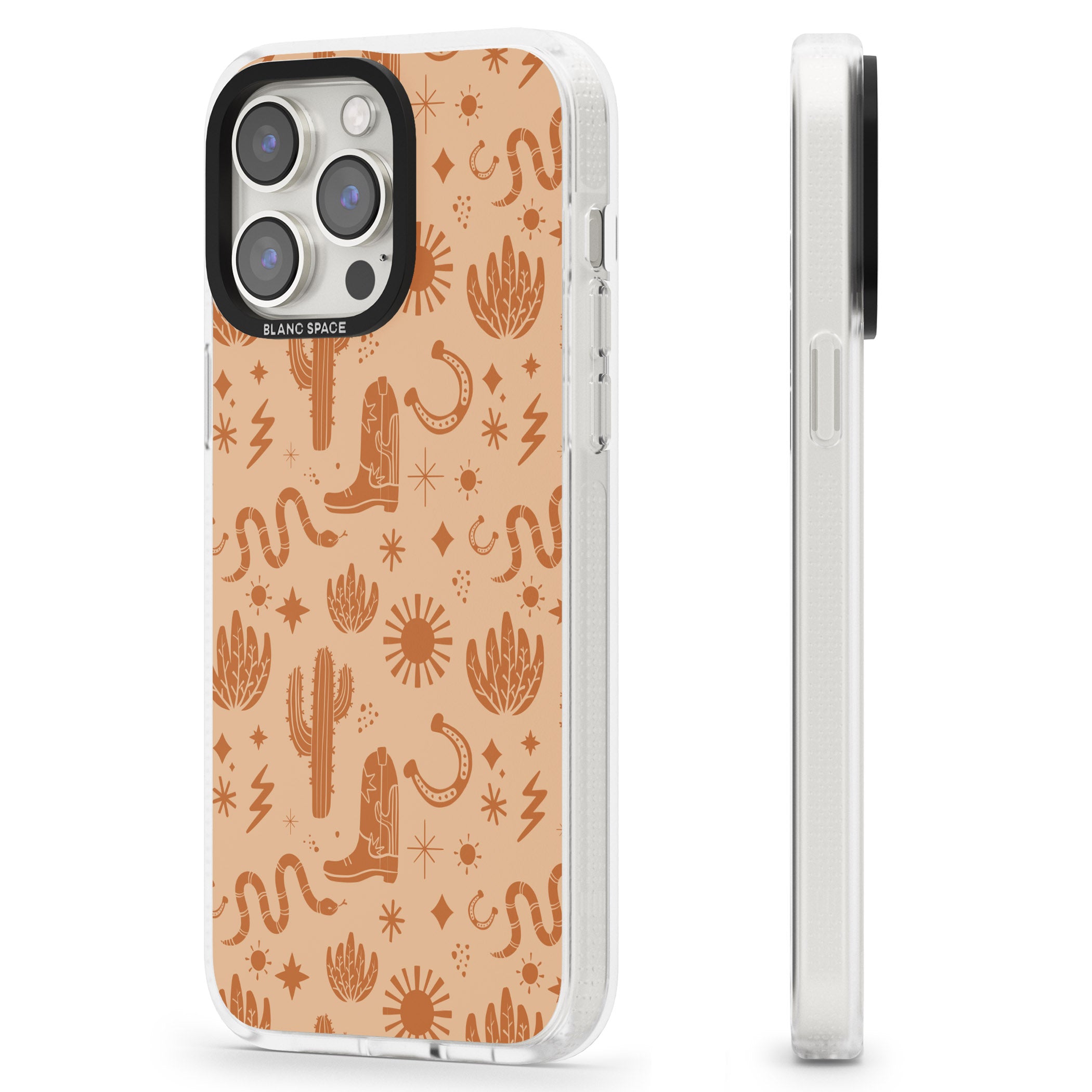 Wild West Pattern iPhone 15 Pro Max / 15 Pro / 14 Pro Max / 14 Pro / 13 Pro Clear Case Impact Air - Blanc Space