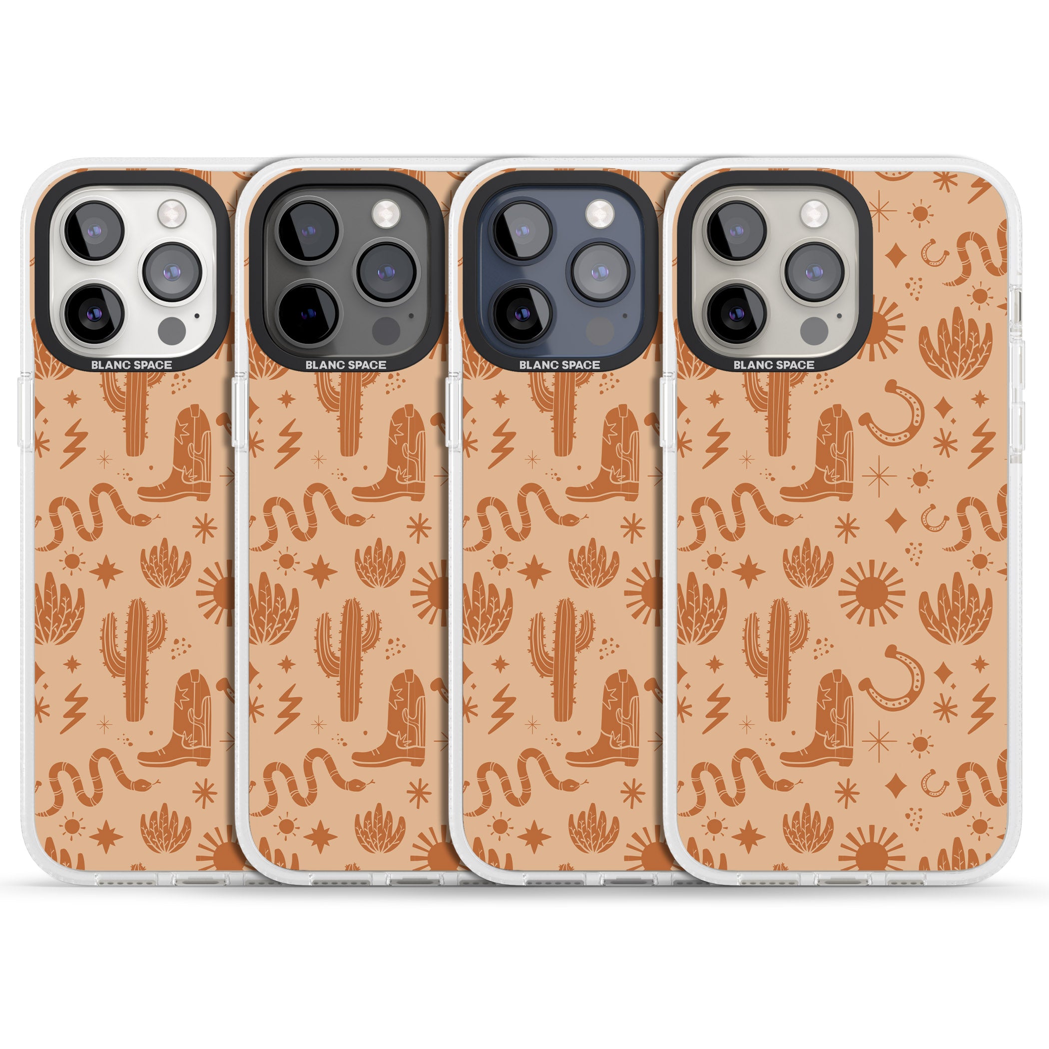 Wild West Pattern iPhone 15 Pro Max / 15 Pro / 14 Pro Max / 14 Pro / 13 Pro Clear Case Impact Air - Blanc Space