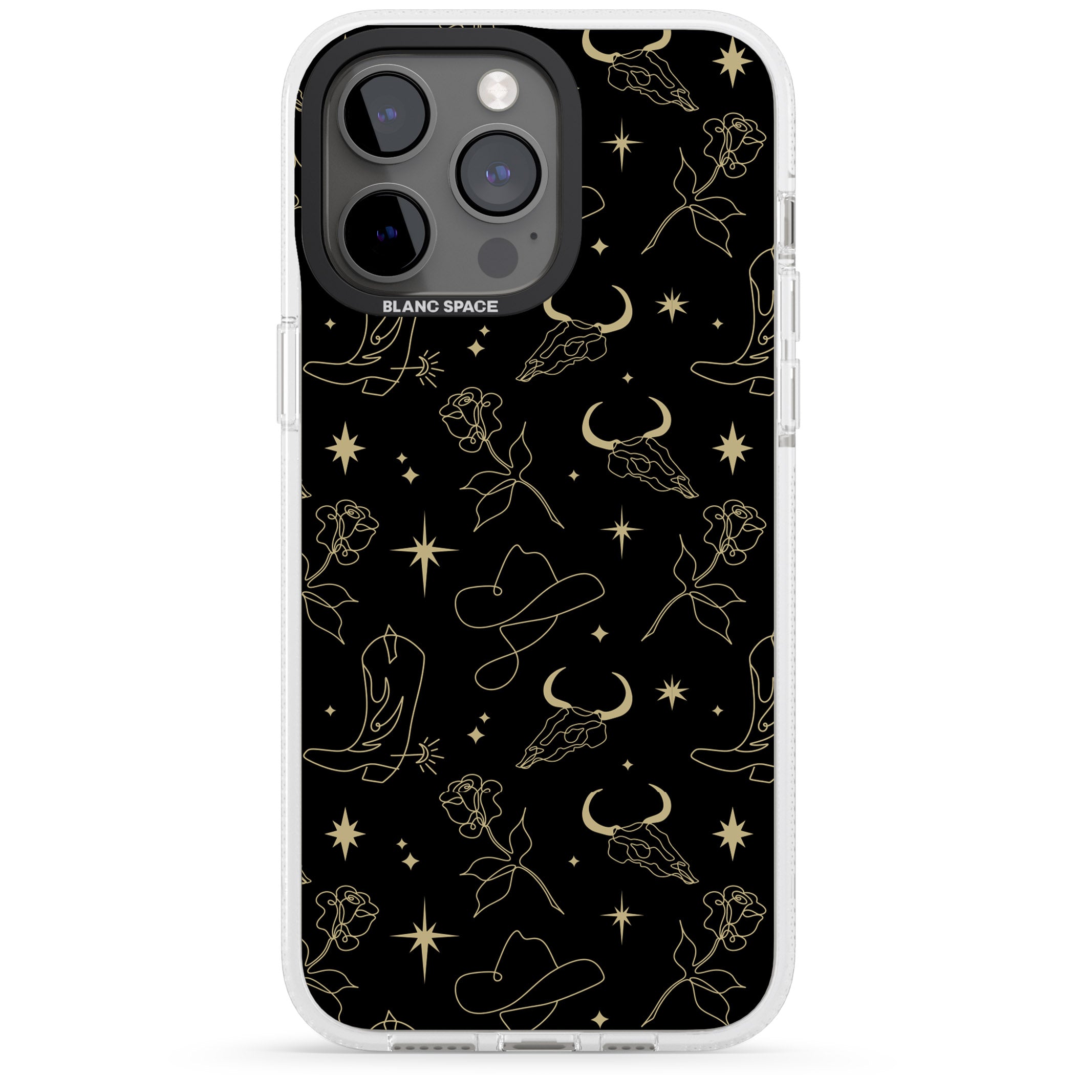 Celestial West Pattern iPhone 15 Pro Max / 15 Pro / 14 Pro Max / 14 Pro / 13 Pro Clear Case Impact Air - Blanc Space