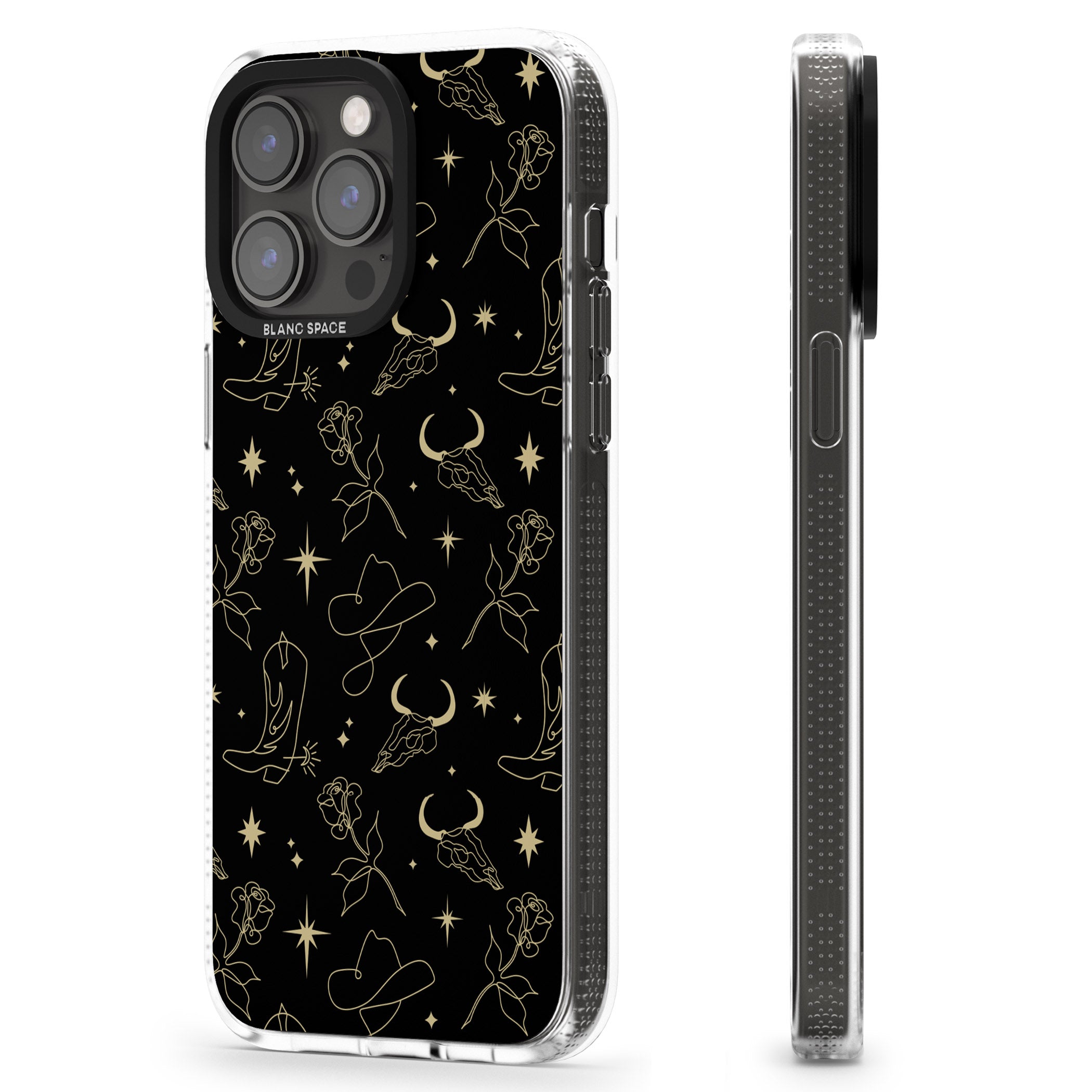 Celestial West Pattern iPhone 15 Pro Max / 15 Pro / 14 Pro Max / 14 Pro / 13 Pro Clear Case Impact Air - Blanc Space