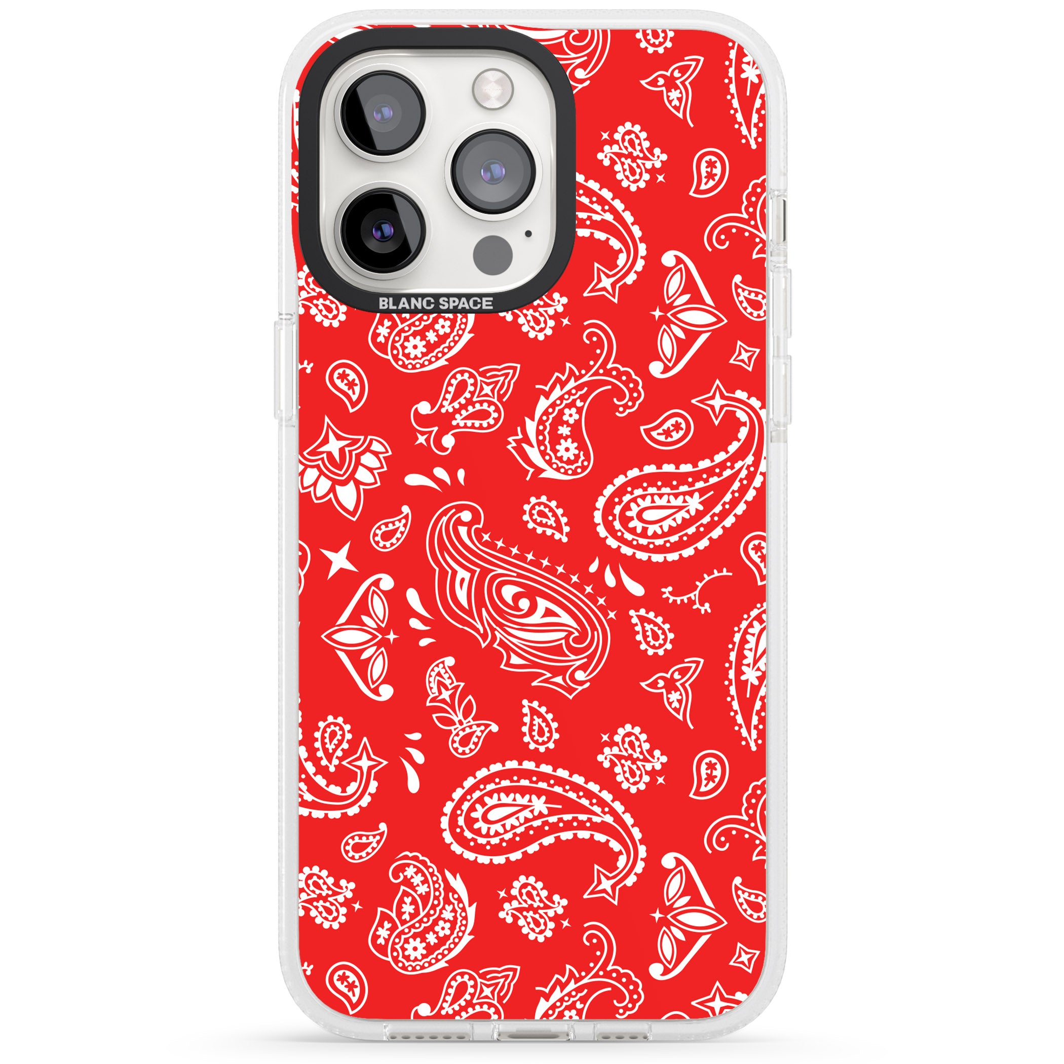 Red Bandana iPhone 15 Pro Max / 15 Pro / 14 Pro Max / 14 Pro / 13 Pro Clear Case Impact Air - Blanc Space