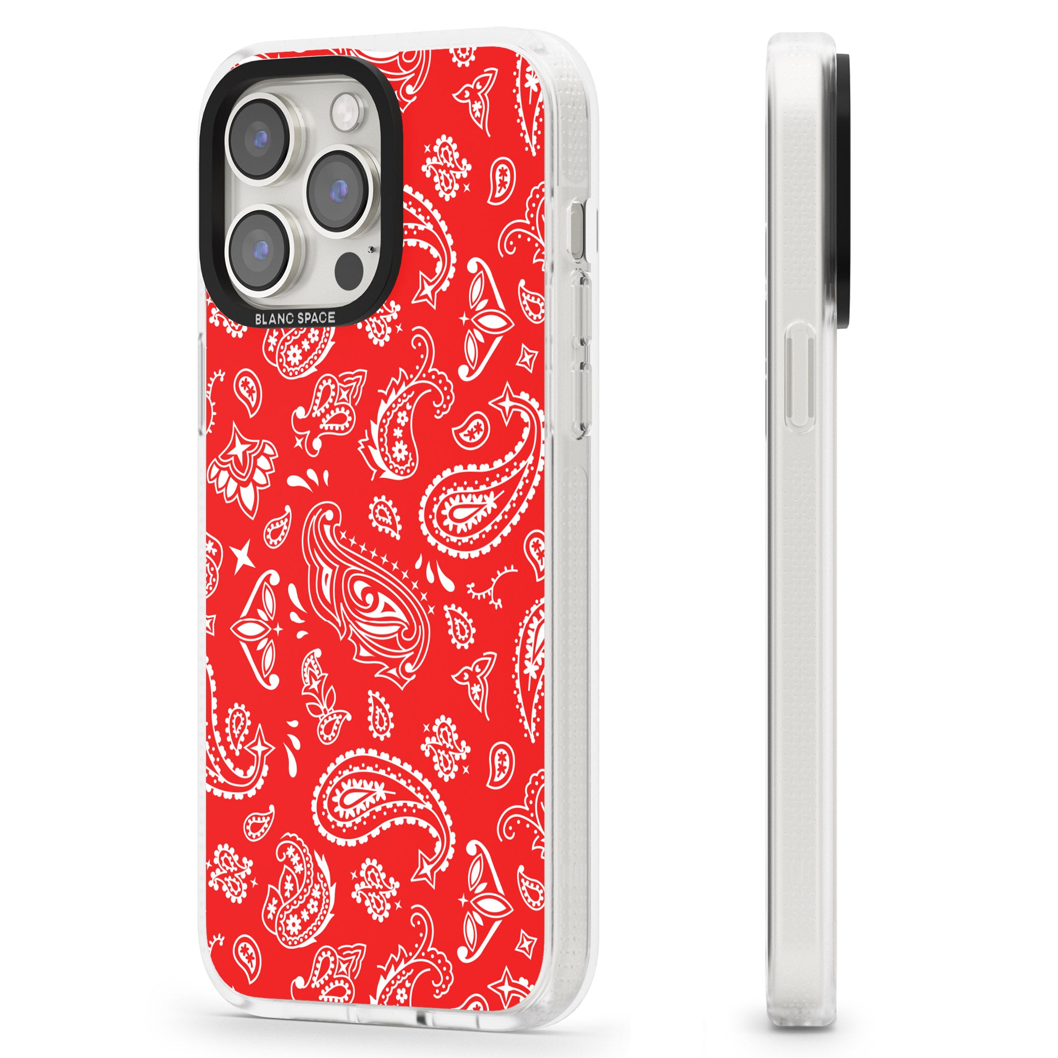 Red Bandana iPhone 15 Pro Max / 15 Pro / 14 Pro Max / 14 Pro / 13 Pro Clear Case Impact Air - Blanc Space