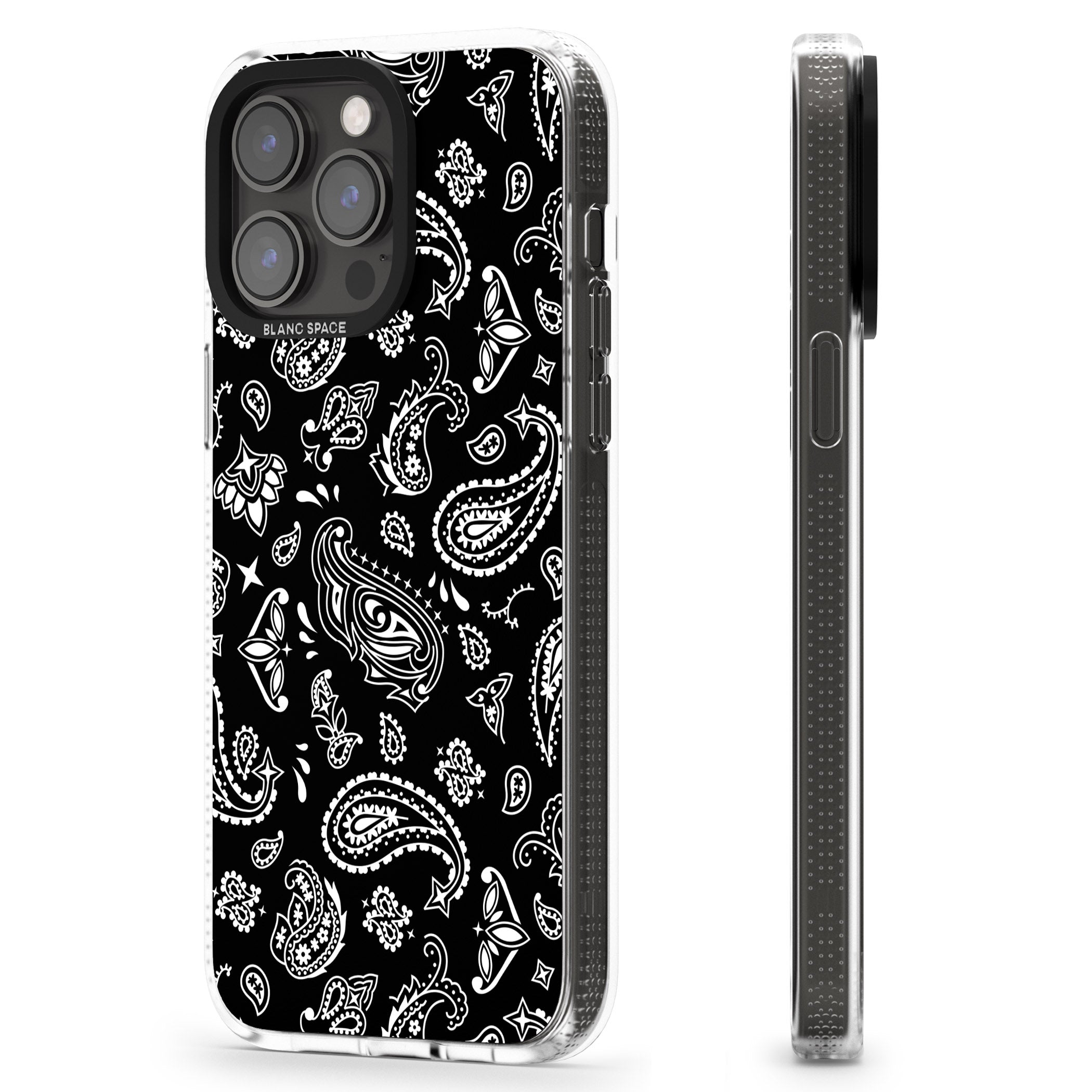 Black Bandana iPhone 15 Pro Max / 15 Pro / 14 Pro Max / 14 Pro / 13 Pro Clear Case Impact Air - Blanc Space