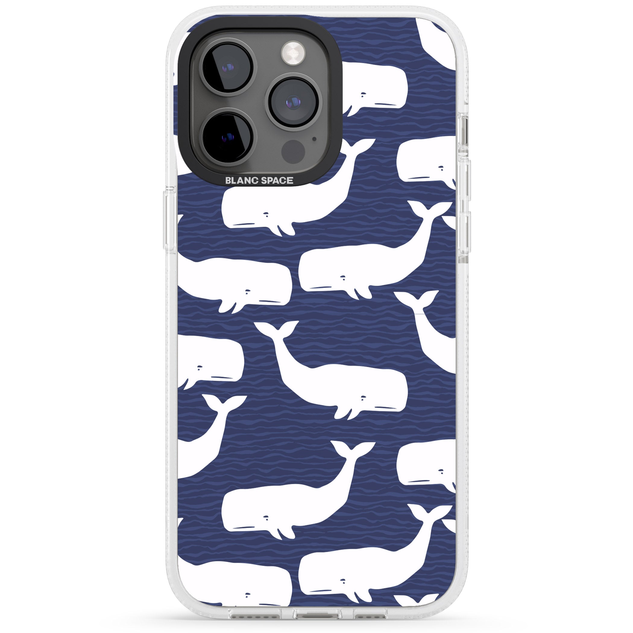 Cute Whales iPhone 15 Pro Max / 15 Pro / 14 Pro Max / 14 Pro / 13 Pro Clear Case Impact Air - Blanc Space