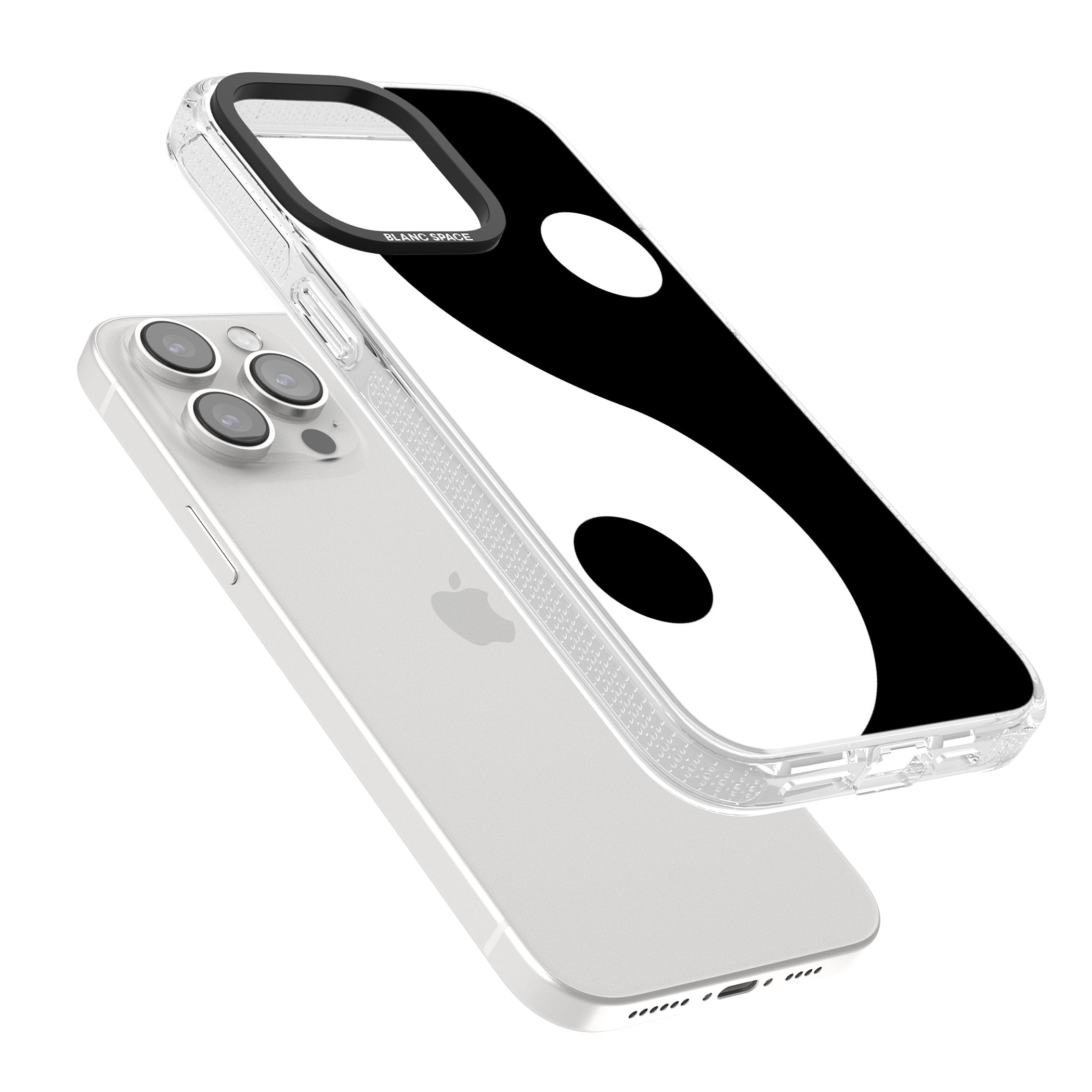 Large Yin Yang iPhone 15 Pro Max / 15 Pro / 14 Pro Max / 14 Pro / 13 Pro Clear Case Impact Air - Blanc Space