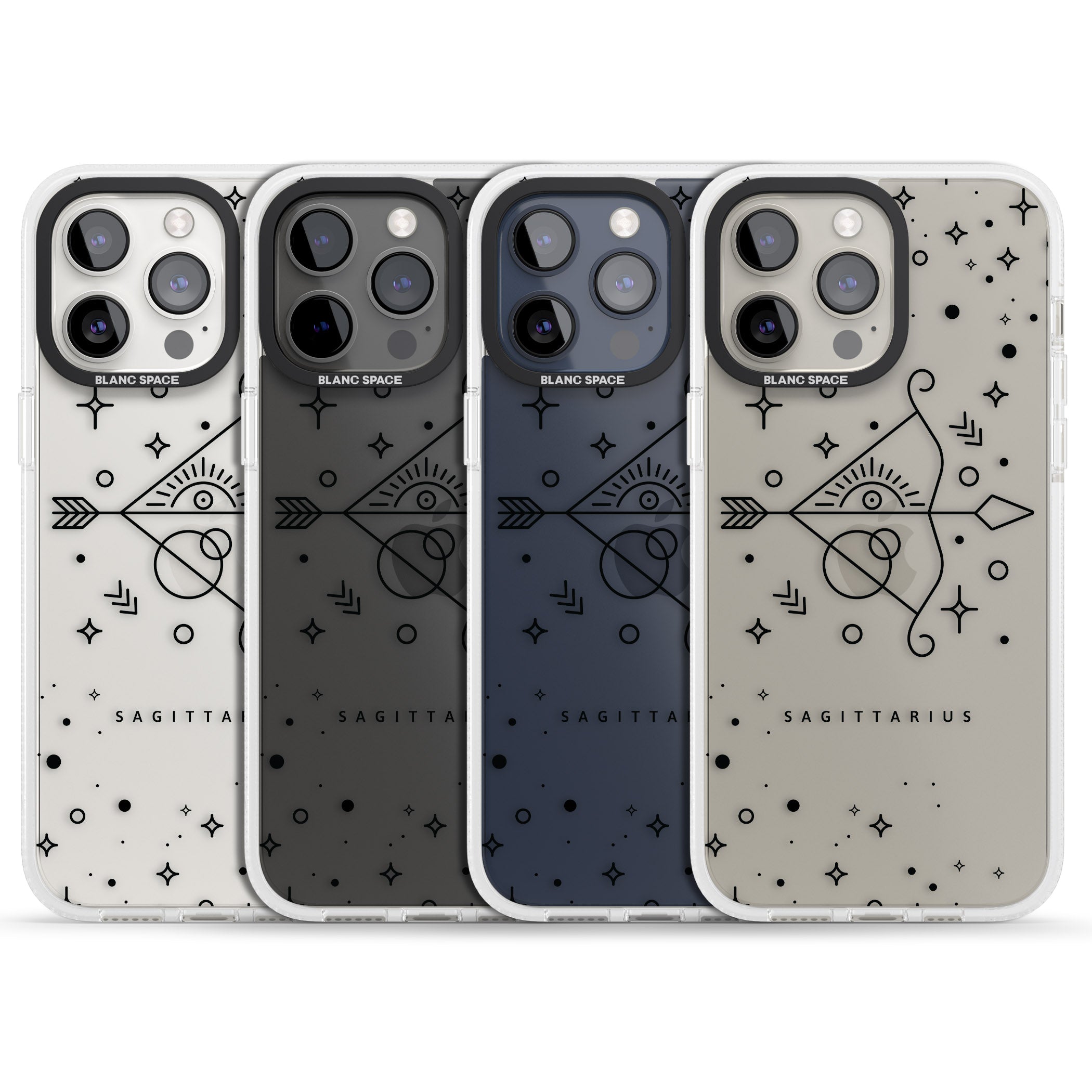 Sagittarius Emblem - Transparent Design iPhone 15 Pro Max / 15 Pro / 14 Pro Max / 14 Pro / 13 Pro Clear Case Impact Air - Blanc Space