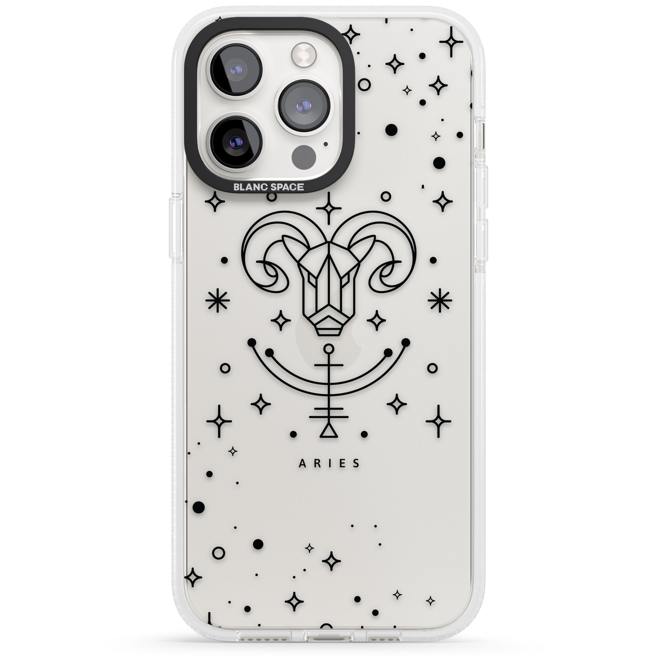 Aries Emblem - Transparent Design iPhone 15 Pro Max / 15 Pro / 14 Pro Max / 14 Pro / 13 Pro Clear Case Impact Air - Blanc Space