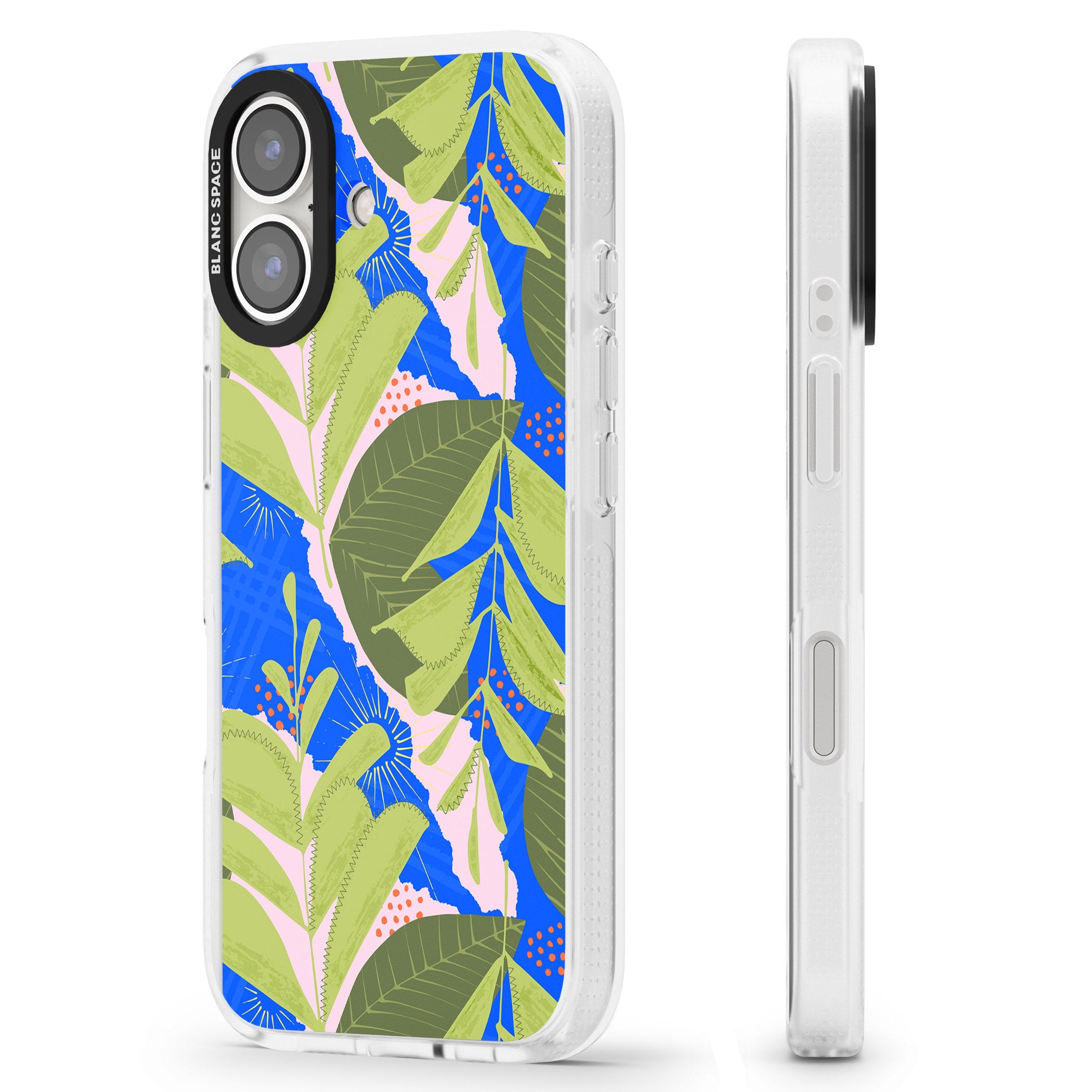 Fern Leaves Abstract Pattern iPhone 16 / 16 Plus Clear Case Impact Air - Blanc Space