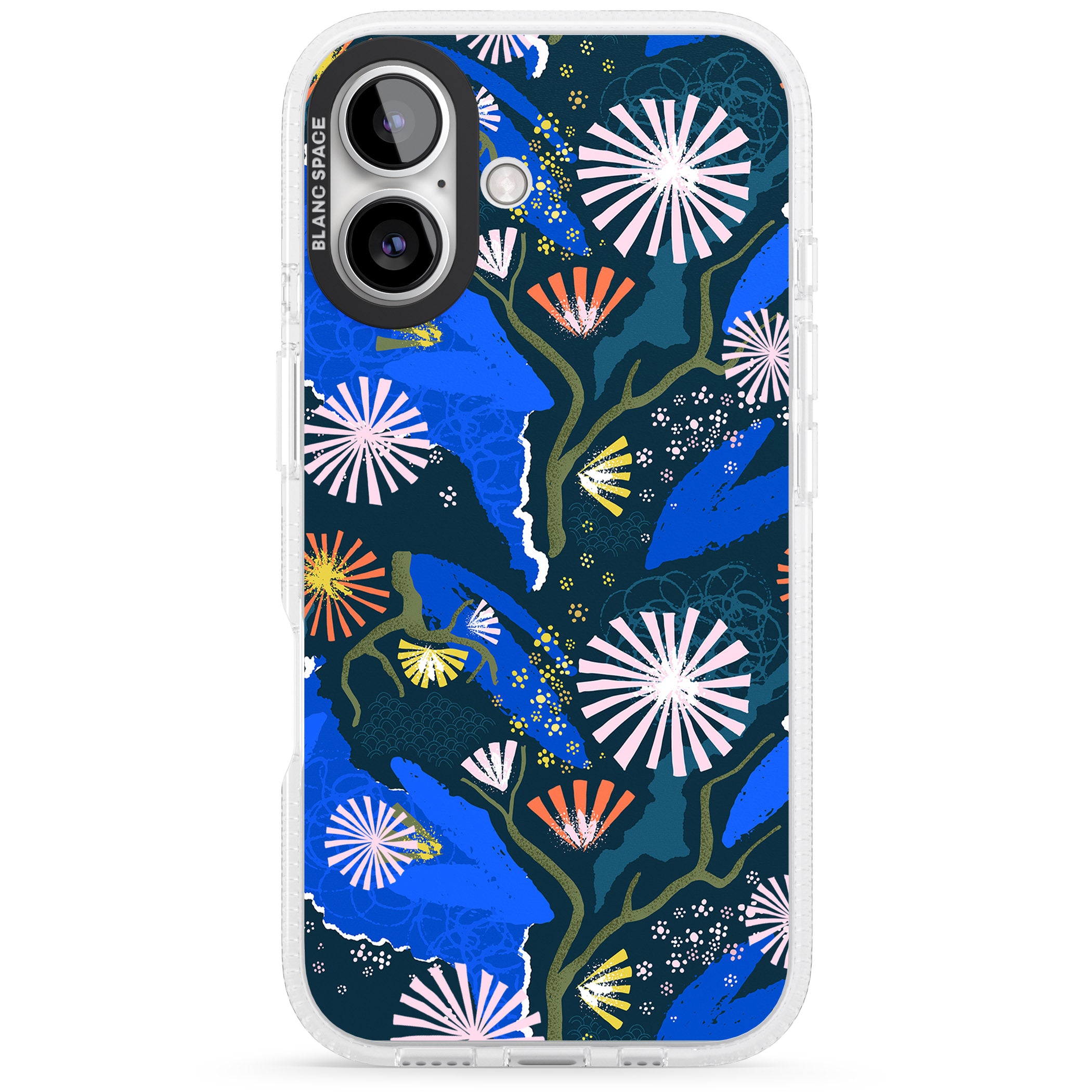 Dark Botanicals Abstract Pattern iPhone 16 / 16 Plus Clear Case Impact Air - Blanc Space