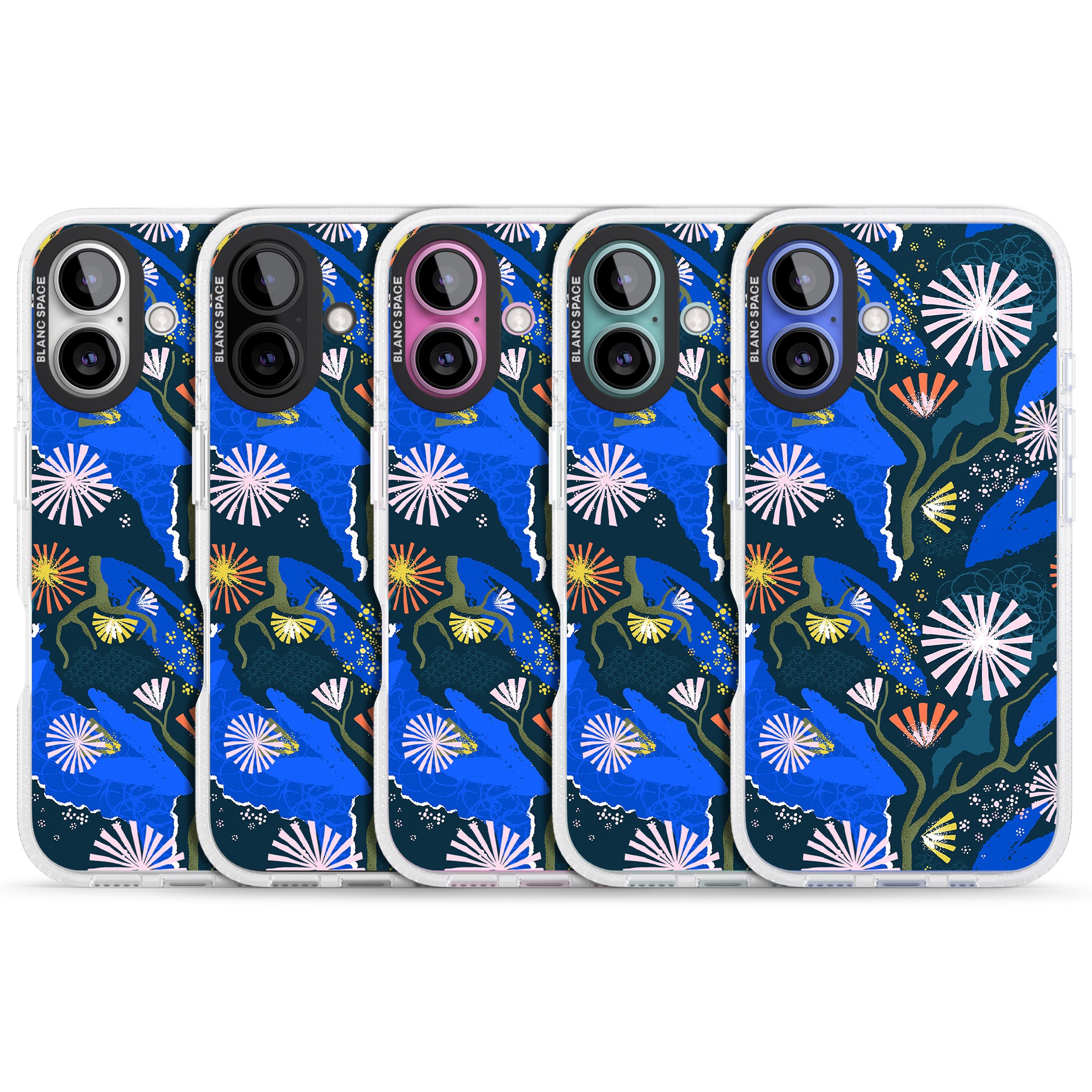 Dark Botanicals Abstract Pattern iPhone 16 / 16 Plus Clear Case Impact Air - Blanc Space