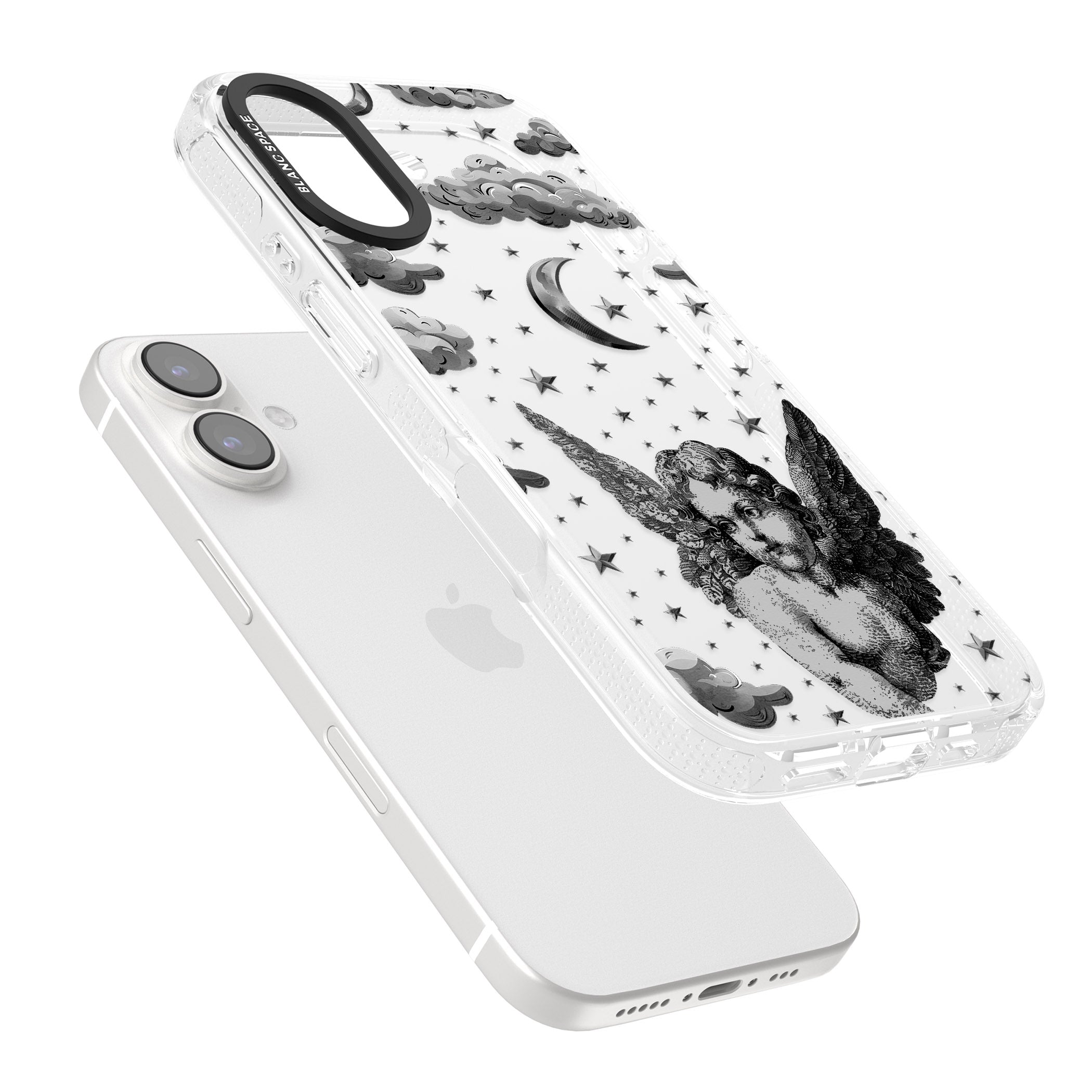 Celestial Cherub iPhone 16 / 16 Plus Clear Case Impact Air - Blanc Space