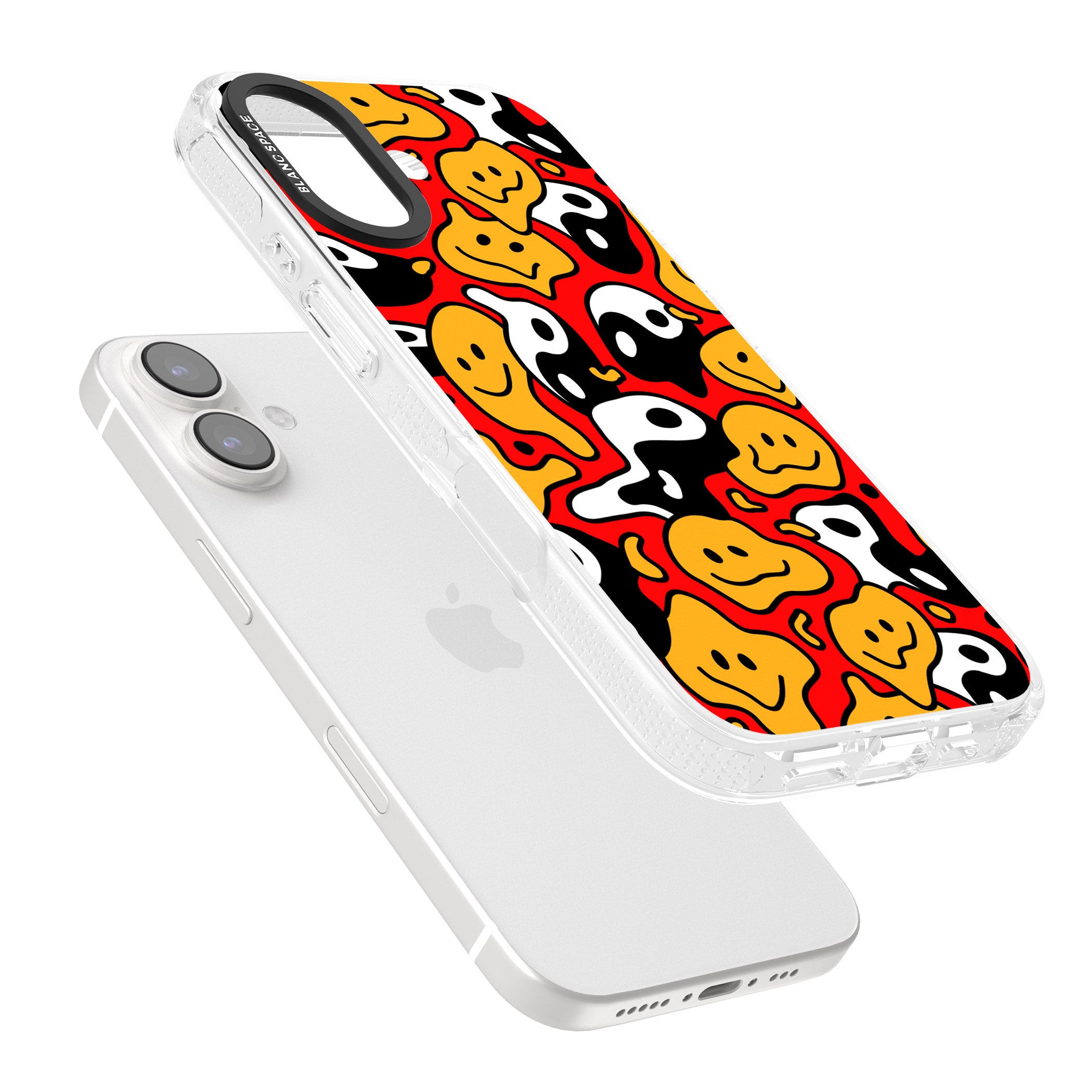 Yin Yang Acid Face iPhone 16 / 16 Plus Clear Case Impact Air - Blanc Space