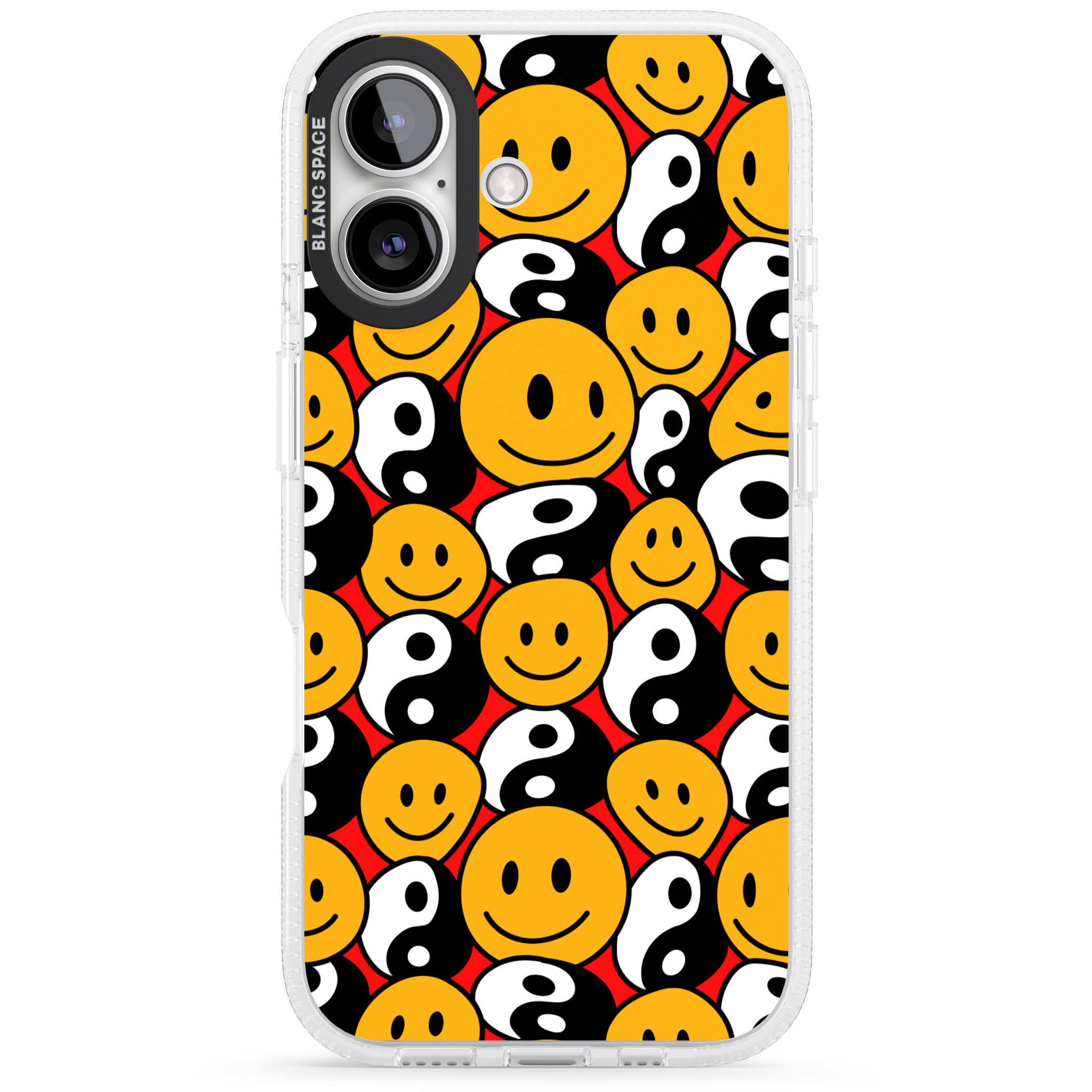 Yin Yang & Faces iPhone 16 / 16 Plus Clear Case Impact Air - Blanc Space