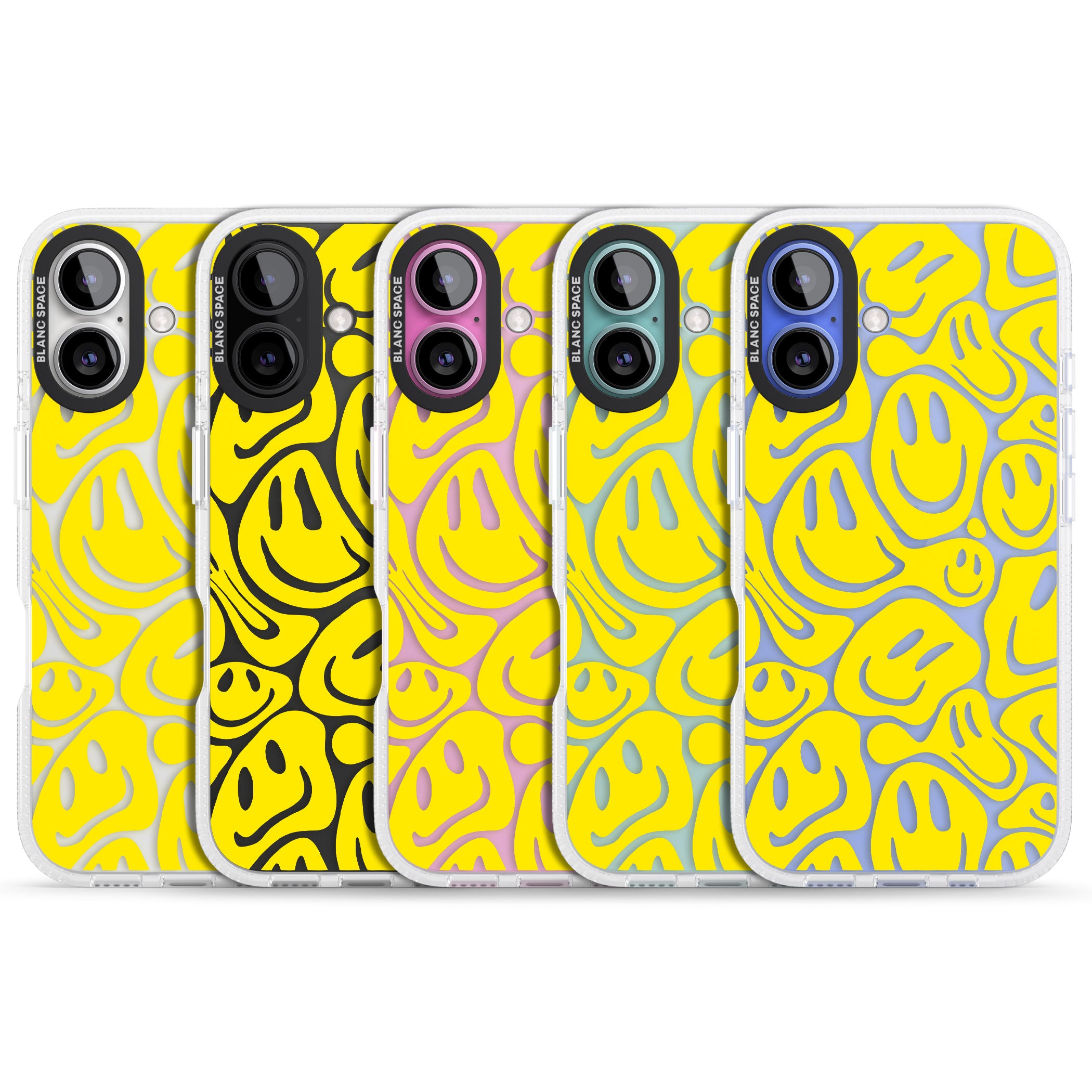 Yellow Acid Faces iPhone 16 / 16 Plus Clear Case Impact Air - Blanc Space