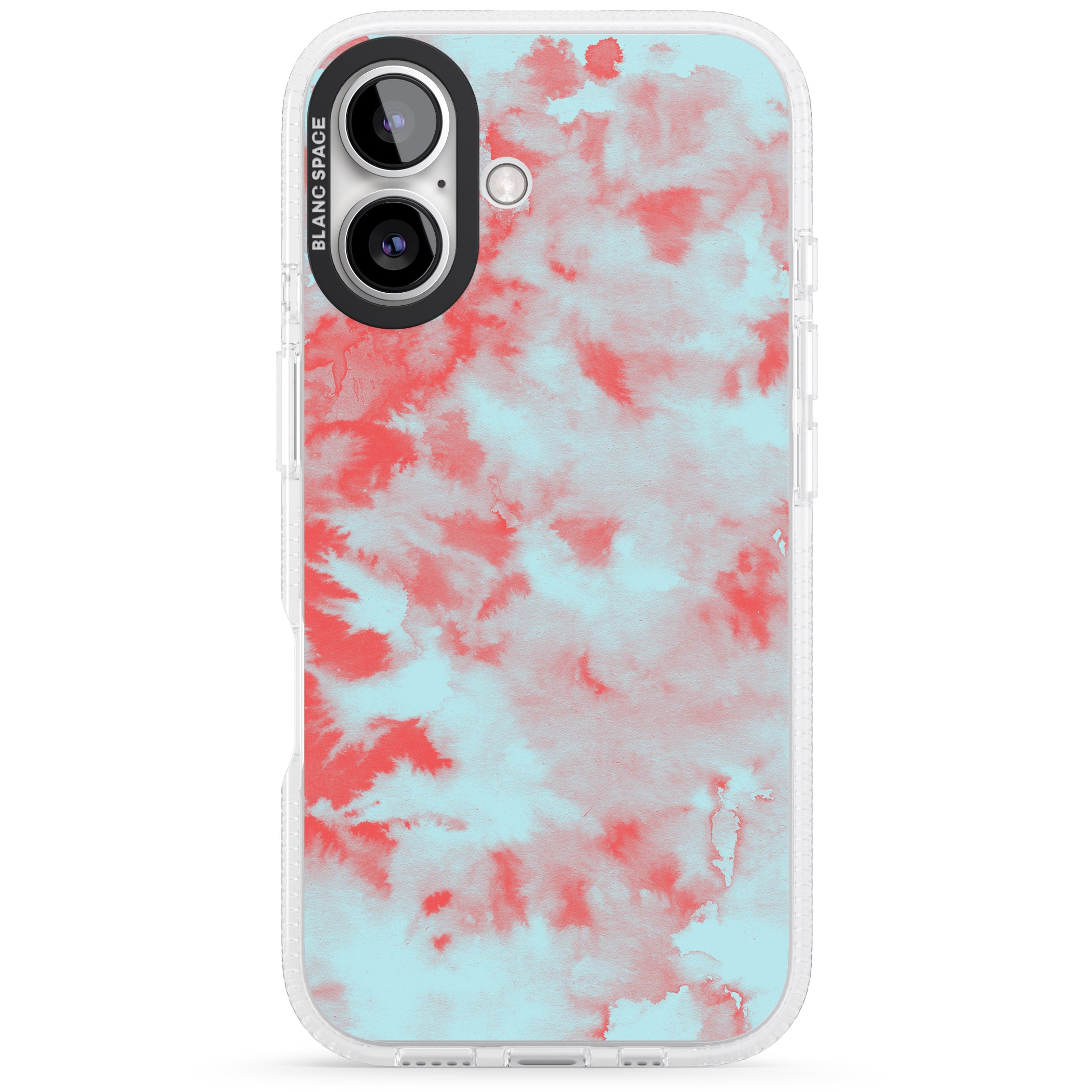 Red & Blue Acid Wash Tie-Dye Pattern iPhone 16 / 16 Plus Clear Case Impact Air - Blanc Space