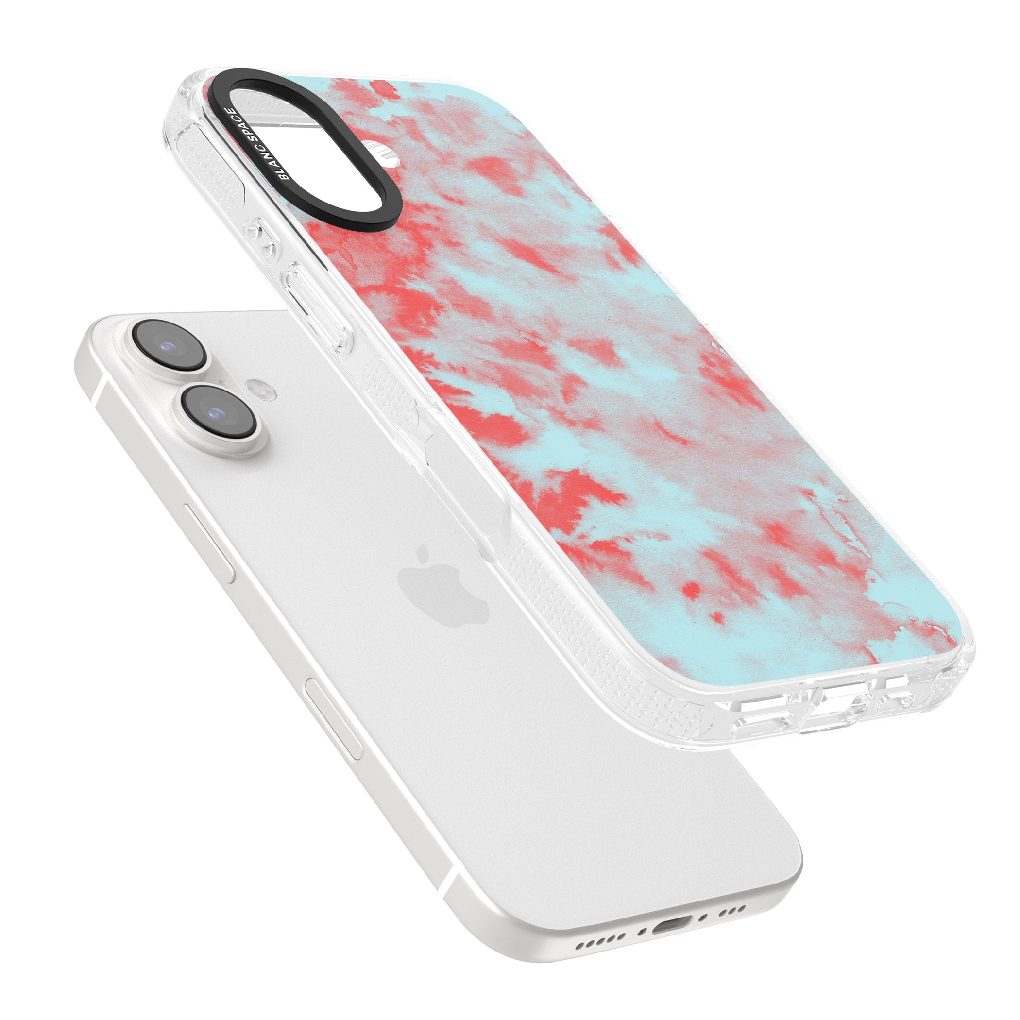 Red & Blue Acid Wash Tie-Dye Pattern iPhone 16 / 16 Plus Clear Case Impact Air - Blanc Space