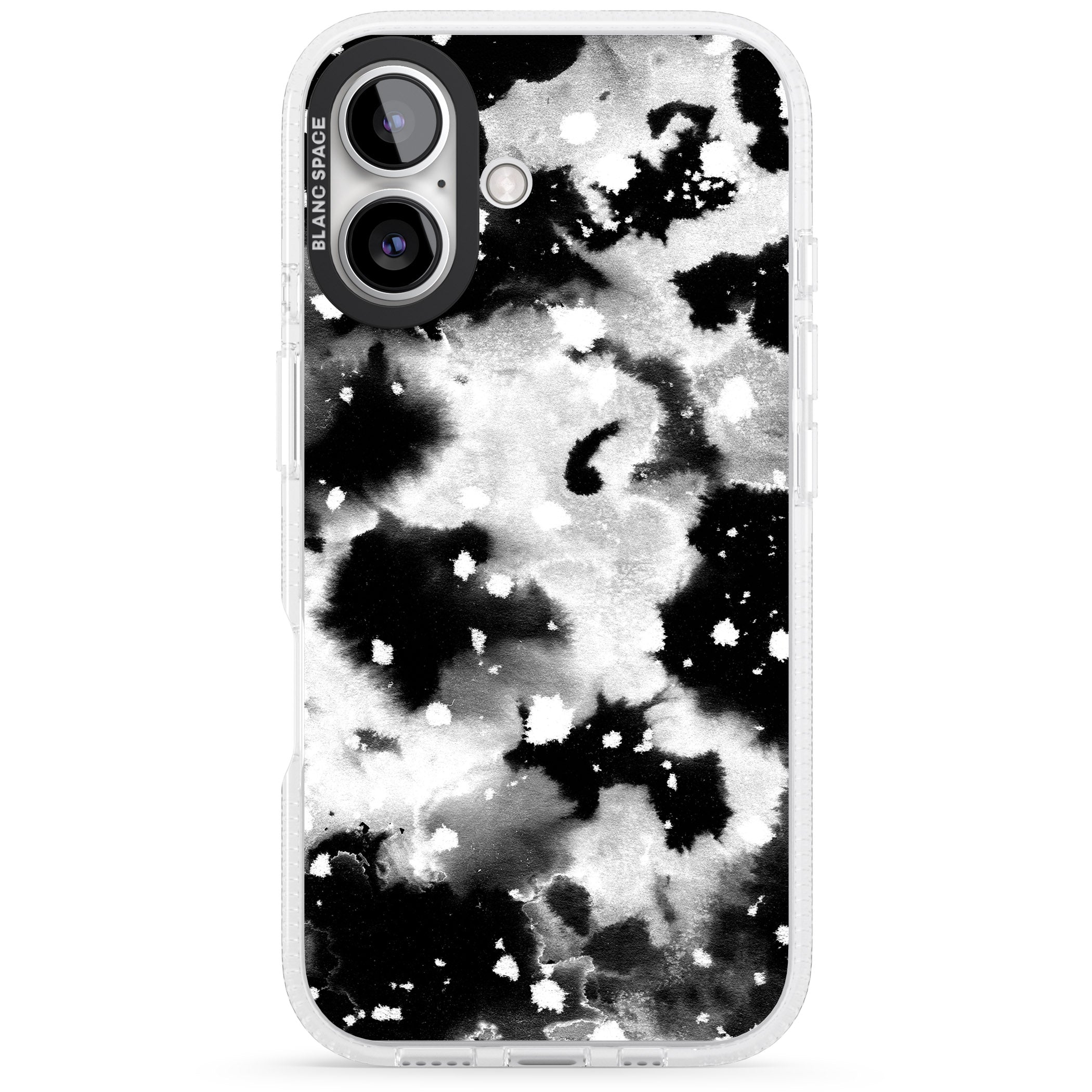 Black & White Acid Wash Tie-Dye Pattern iPhone 16 / 16 Plus Clear Case Impact Air - Blanc Space