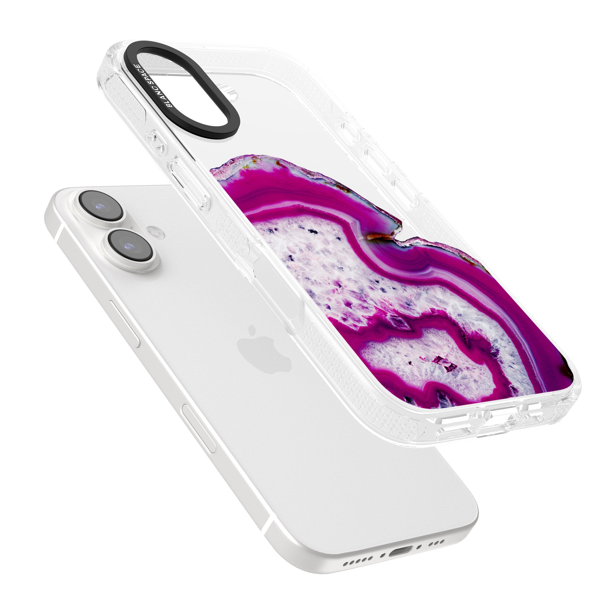 Violet & White Swirl Agate Crystal Clear Design iPhone 16 / 16 Plus Clear Case Impact Air - Blanc Space