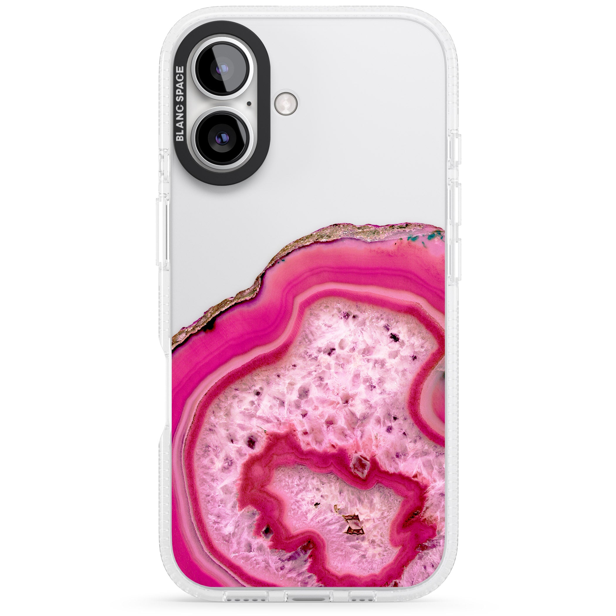 Bright Pink Gemstone Crystal Clear Design iPhone 16 / 16 Plus Clear Case Impact Air - Blanc Space