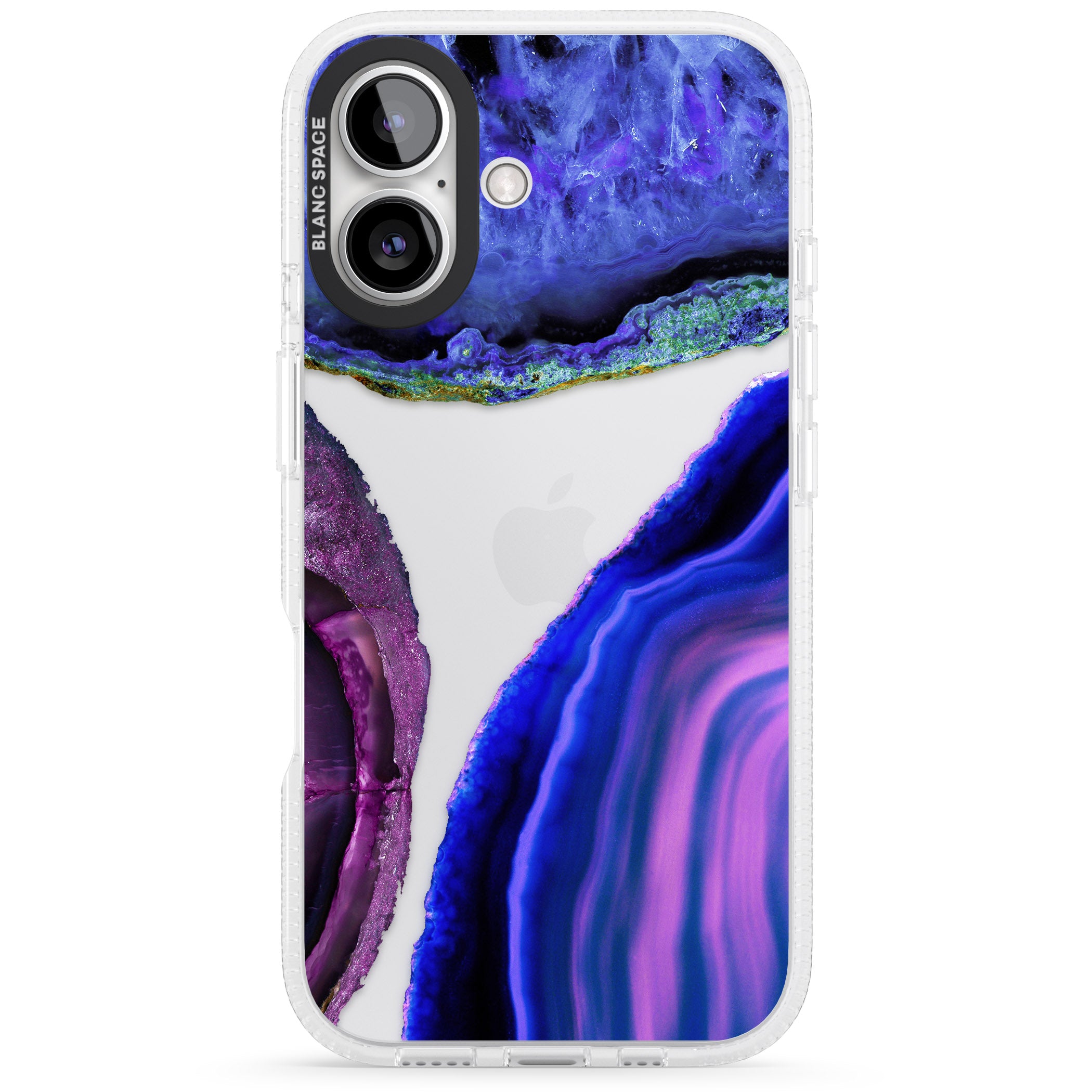 Purple & Blue Agate Gemstone Clear Design iPhone 16 / 16 Plus Clear Case Impact Air - Blanc Space