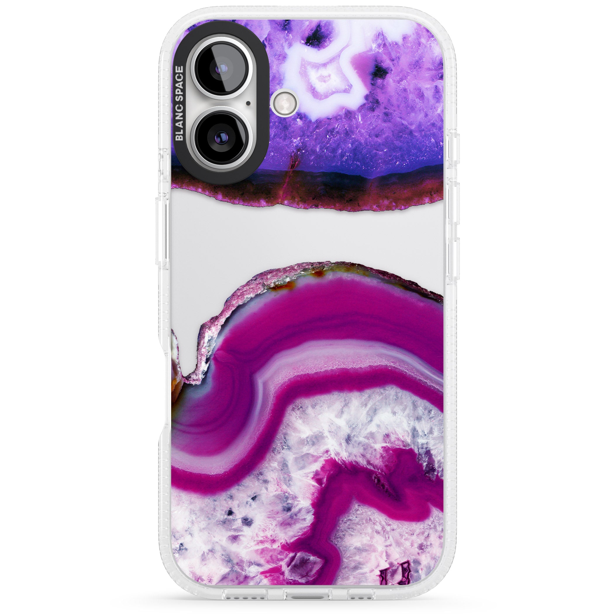 Purple & White Gemstone Crystal Clear Design iPhone 16 / 16 Plus Clear Case Impact Air - Blanc Space