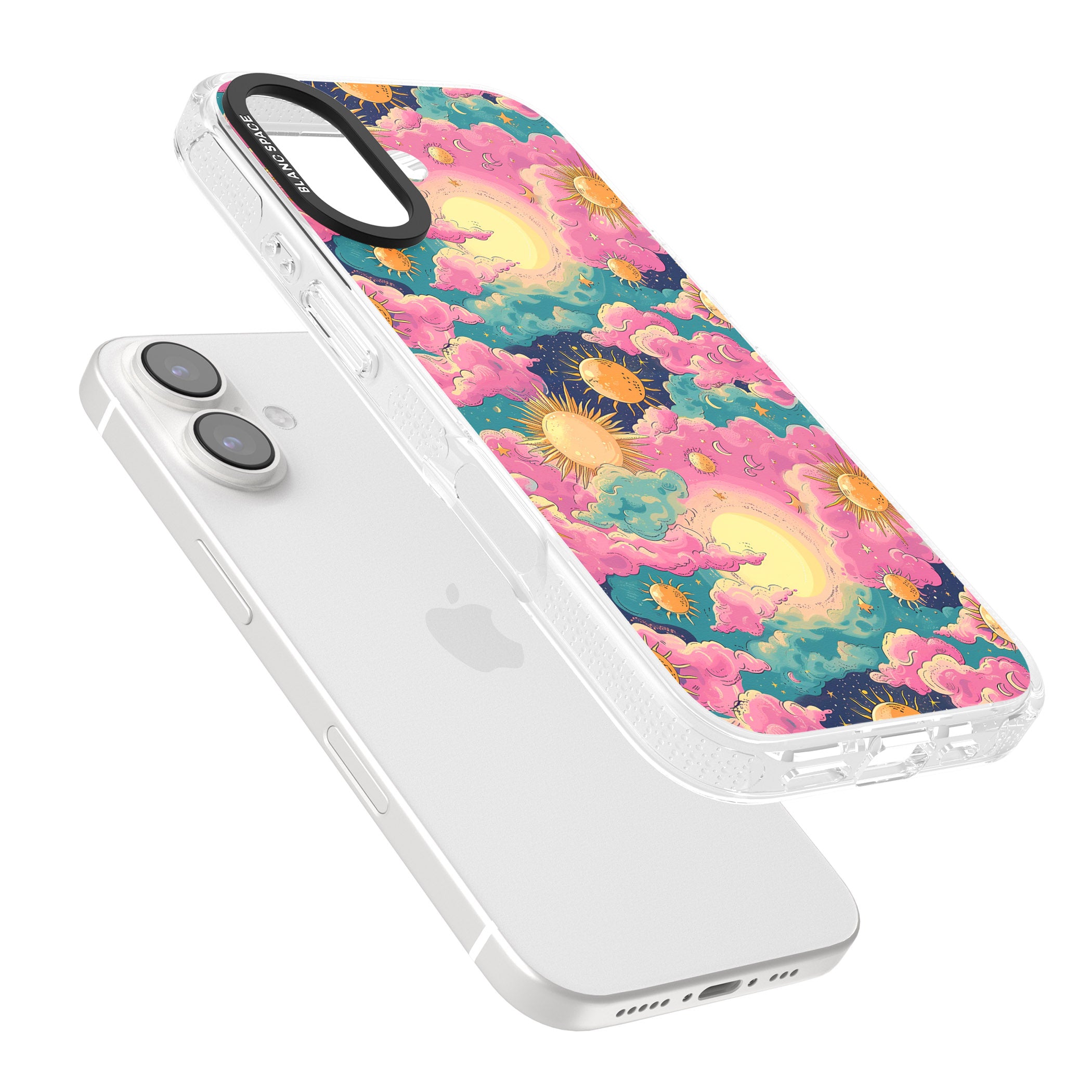 Starlight Clouds iPhone 16 / 16 Plus Clear Case Impact Air - Blanc Space