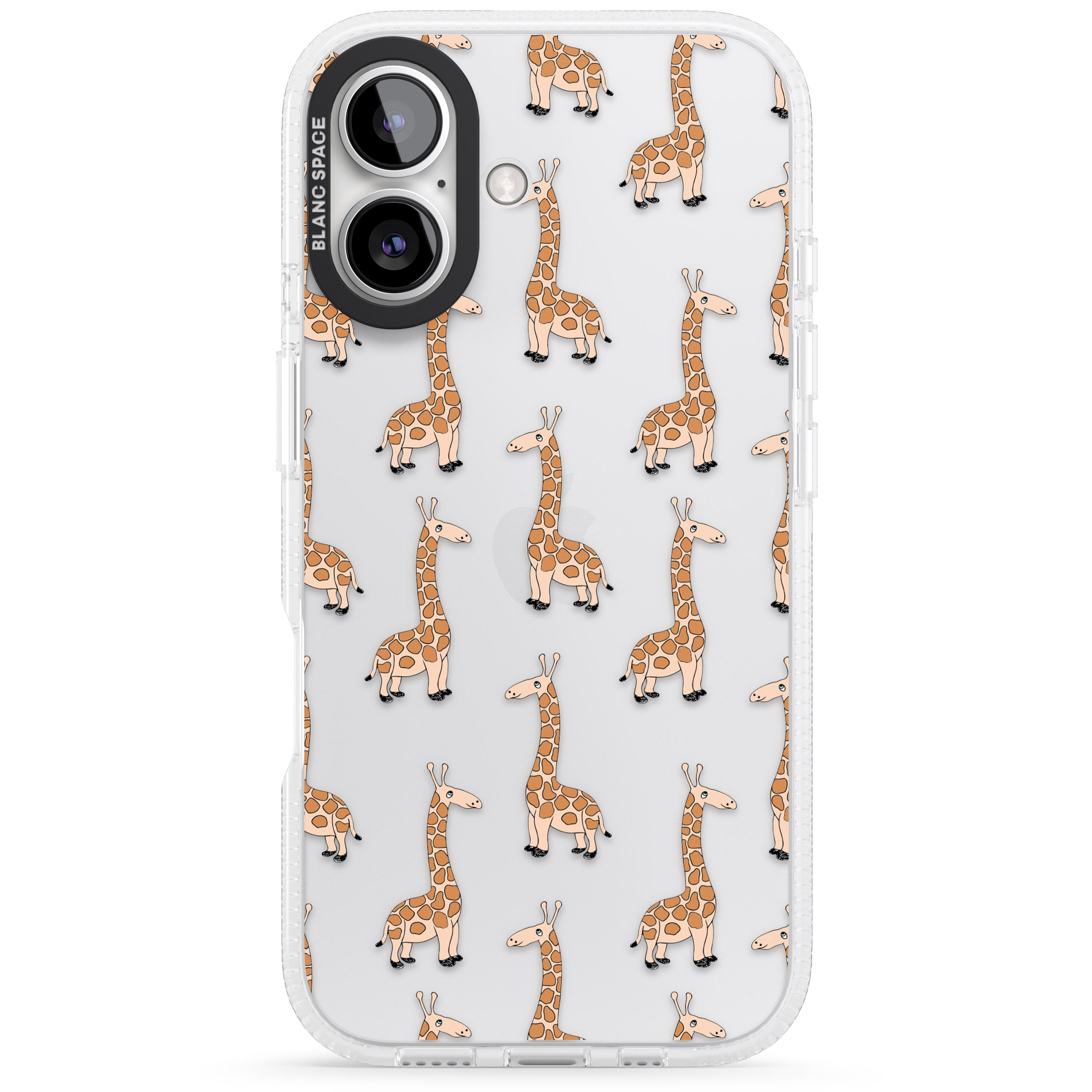 Cute Giraffe Pattern Clear iPhone 16 / 16 Plus Clear Case Impact Air - Blanc Space