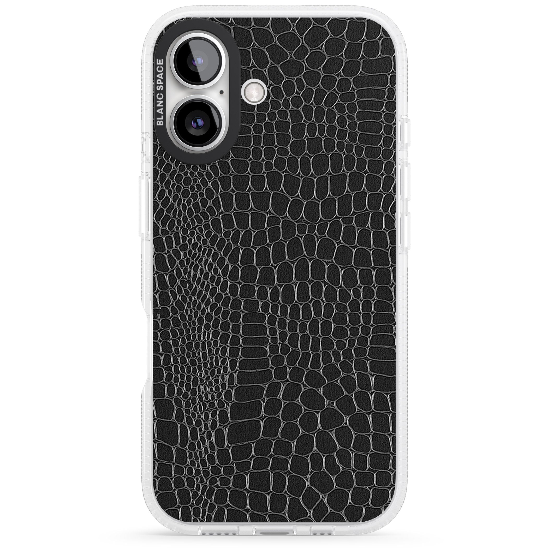 Black Snakeskin iPhone 16 / 16 Plus Clear Case Impact Air - Blanc Space