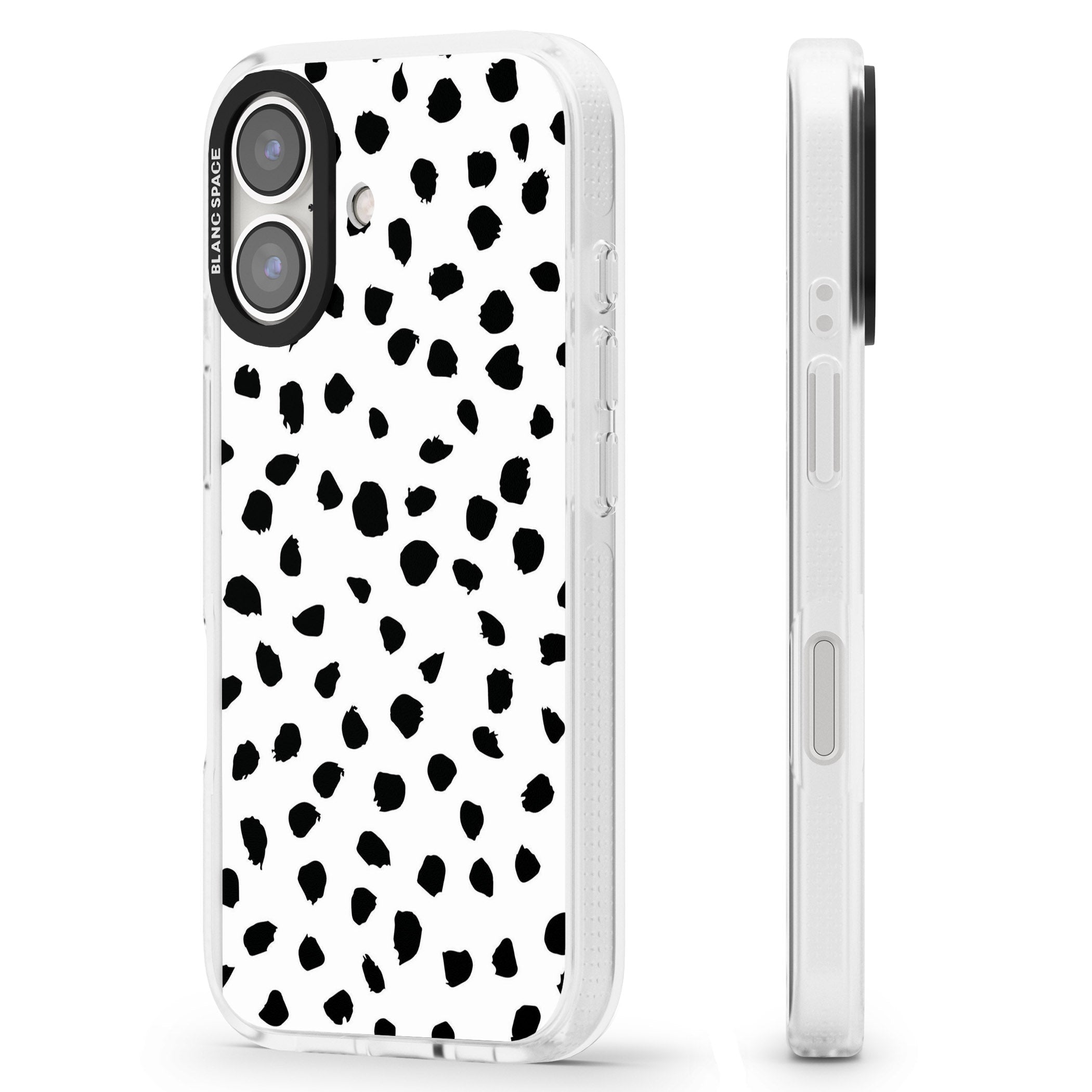 White Dalmatian Print iPhone 16 / 16 Plus Clear Case Impact Air - Blanc Space
