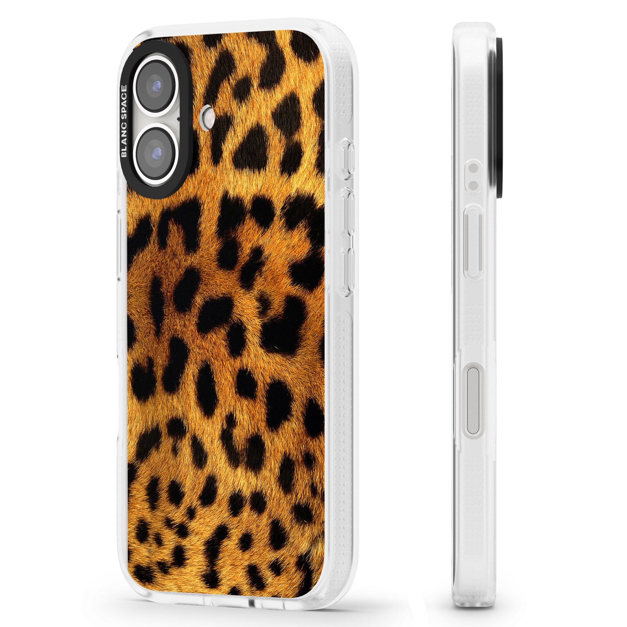 Leopard Print iPhone 16 / 16 Plus Clear Case Impact Air - Blanc Space