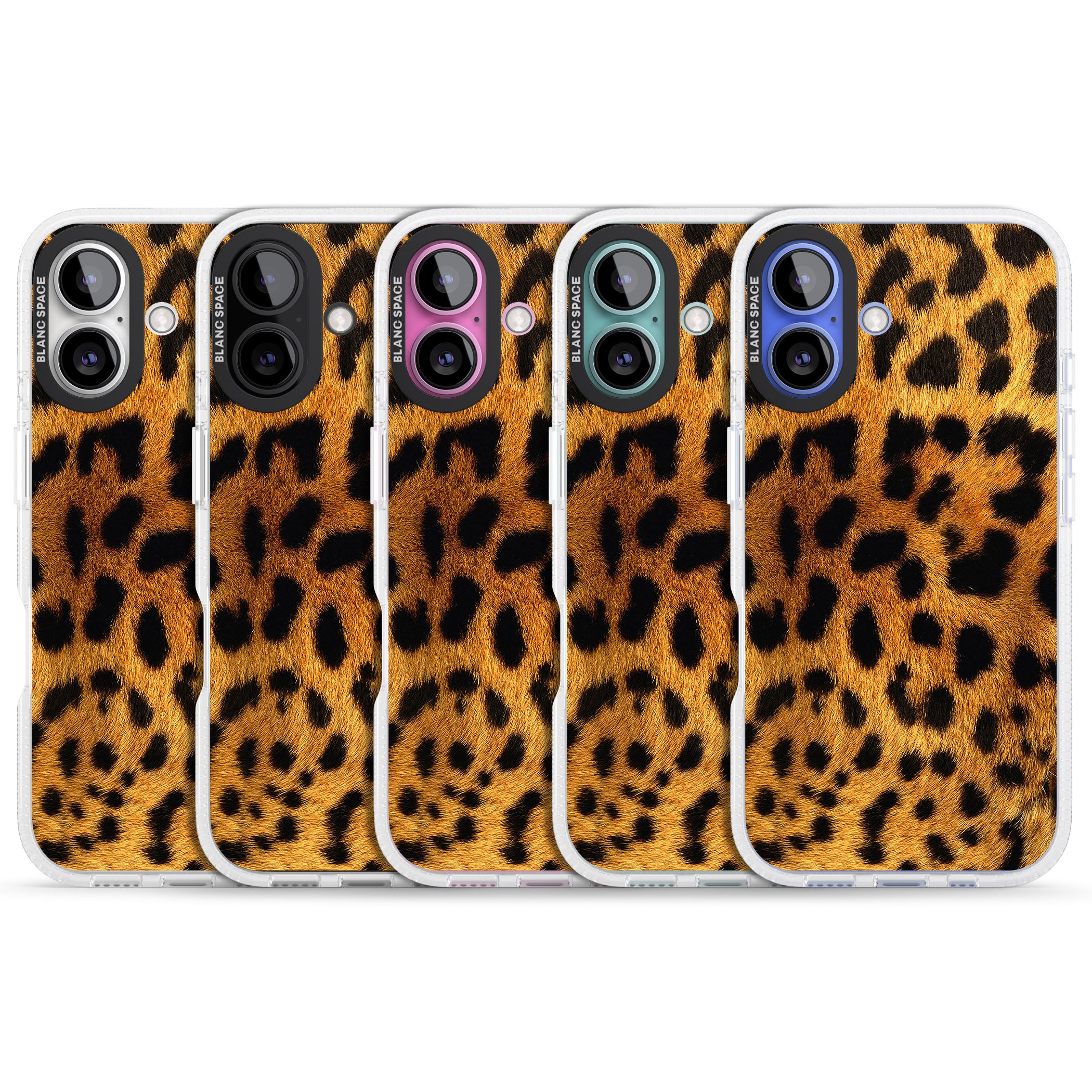 Leopard Print iPhone 16 / 16 Plus Clear Case Impact Air - Blanc Space