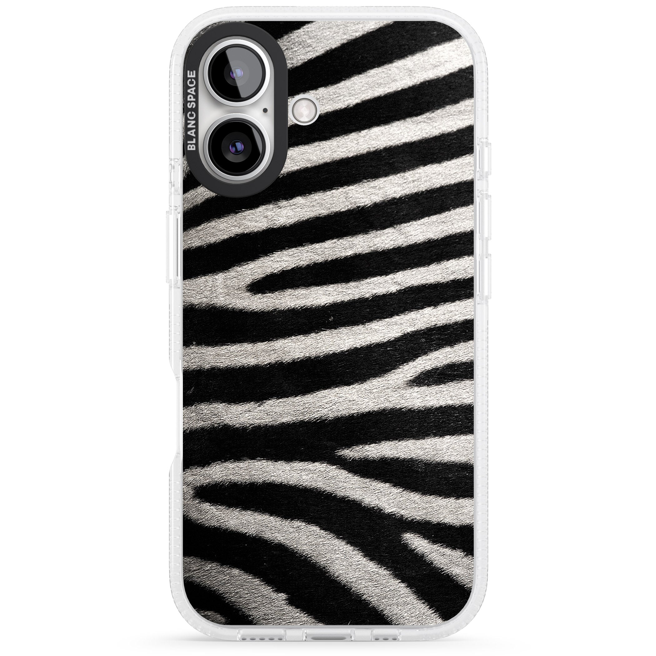 Zebra Print iPhone 16 / 16 Plus Clear Case Impact Air - Blanc Space