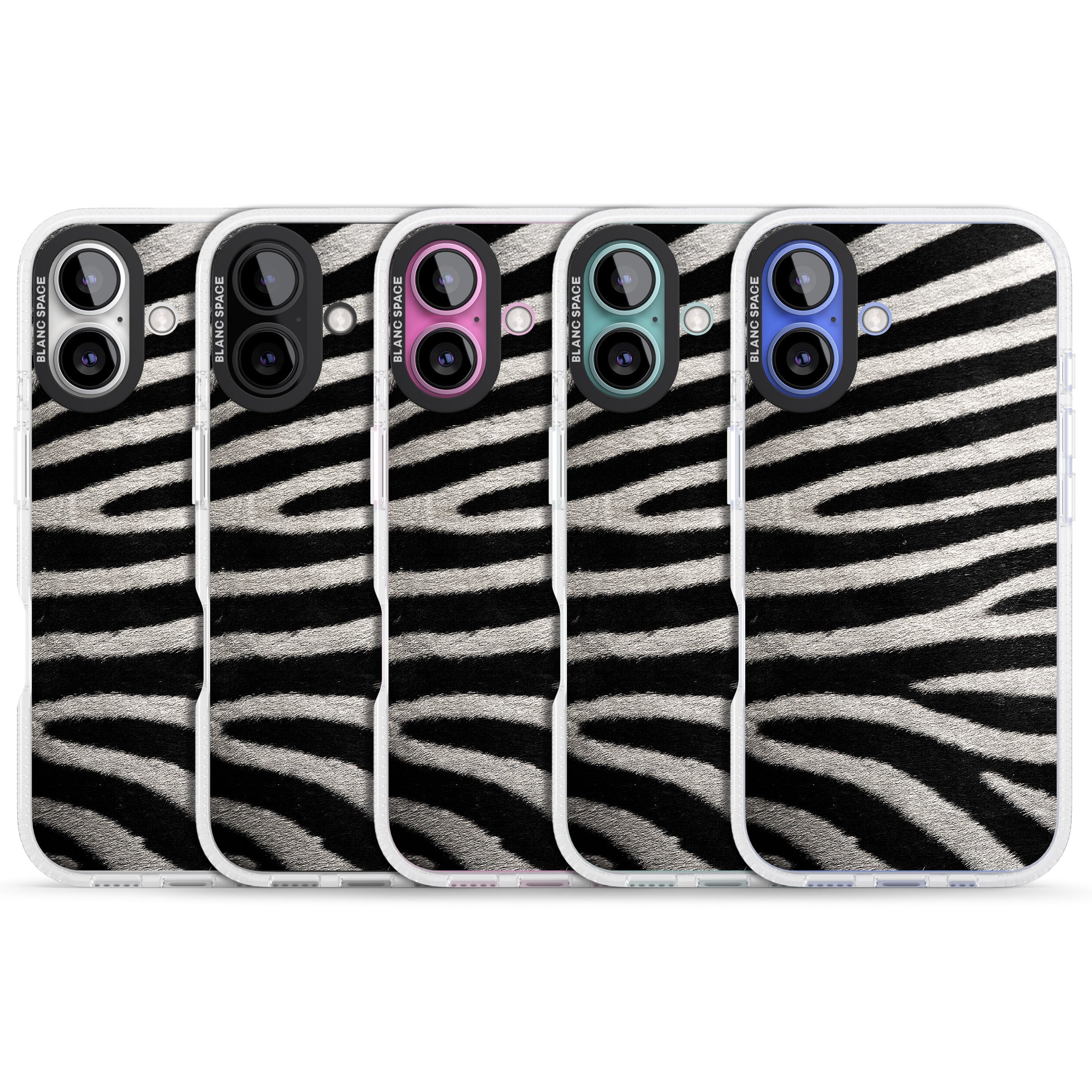 Zebra Print iPhone 16 / 16 Plus Clear Case Impact Air - Blanc Space