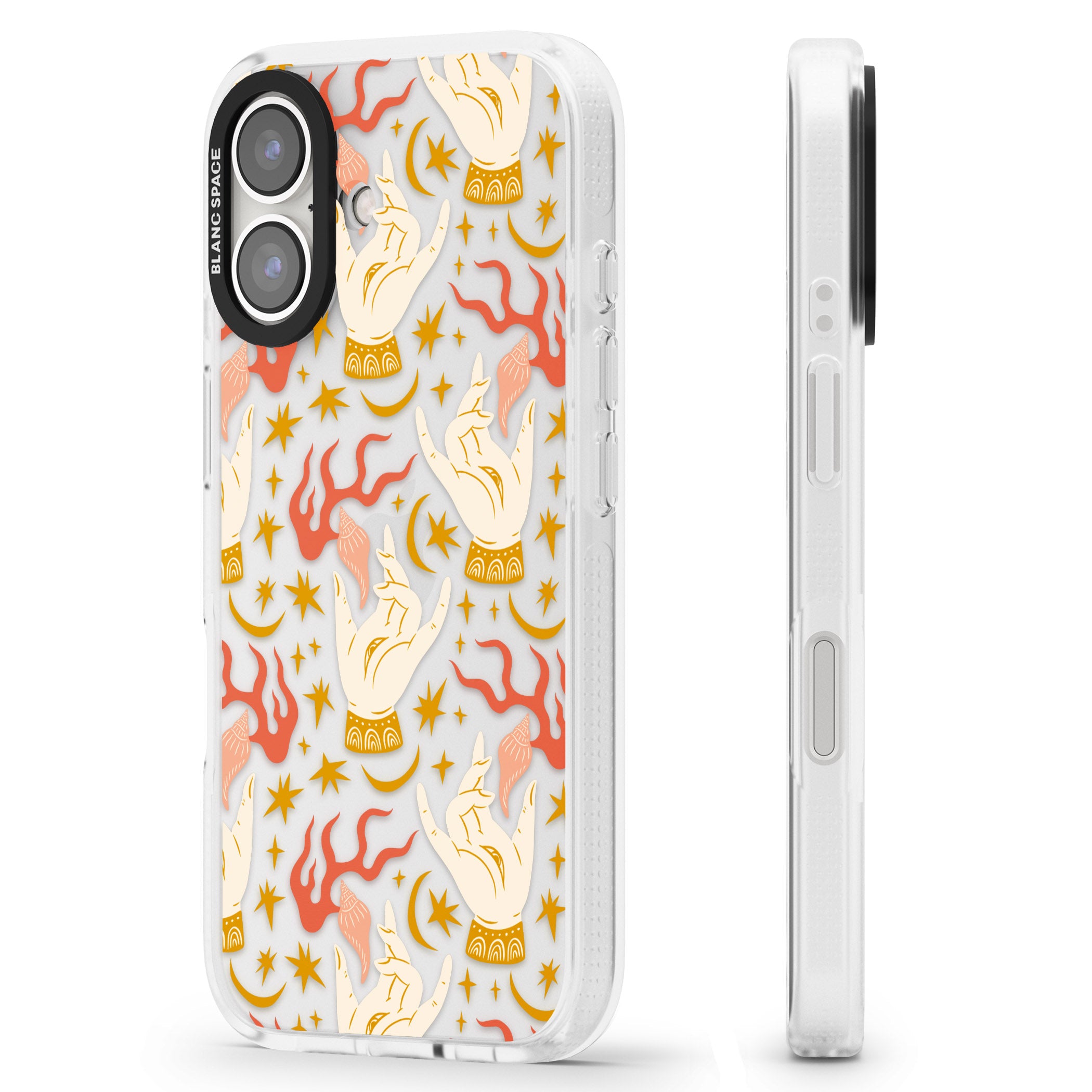 Hand Watcher Pattern iPhone 16 / 16 Plus Clear Case Impact Air - Blanc Space