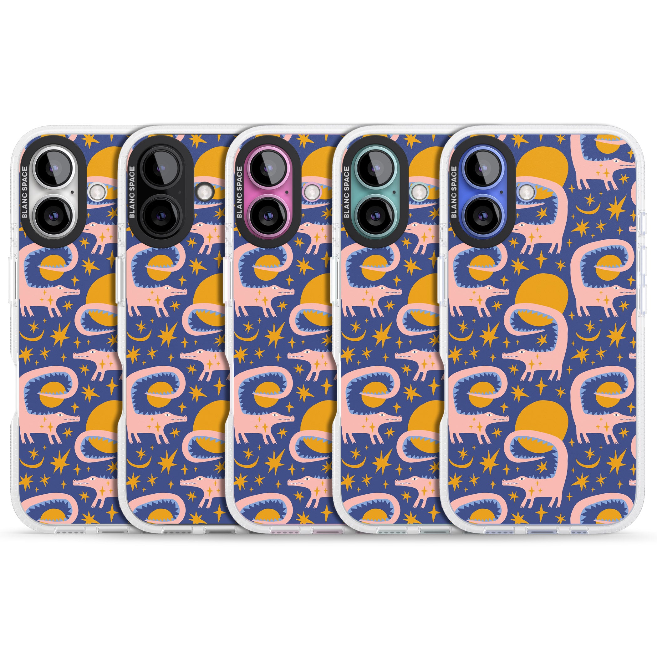 Sun Croc Pattern iPhone 16 / 16 Plus Clear Case Impact Air - Blanc Space