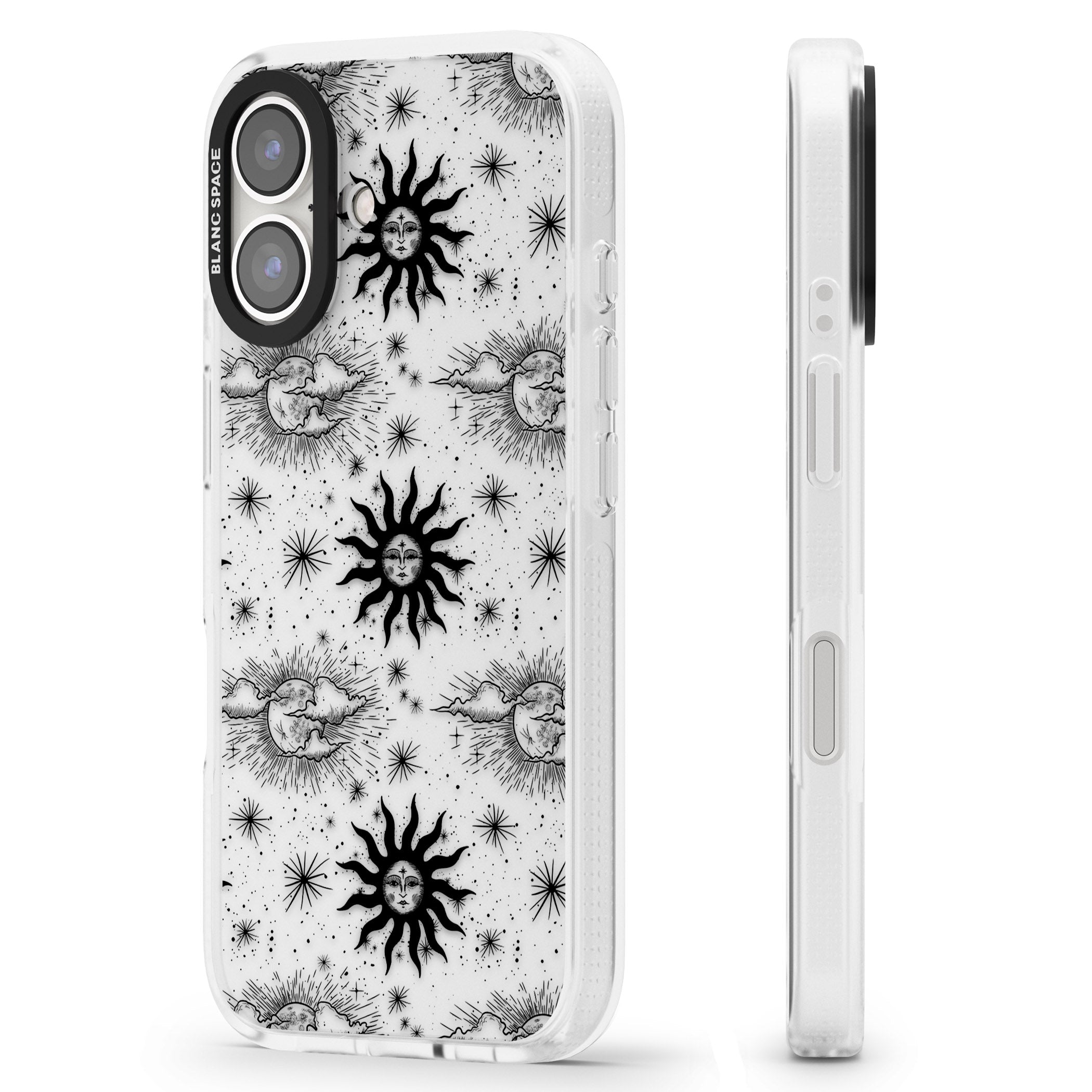 Suns & Clouds Vintage Astrological iPhone 16 / 16 Plus Clear Case Impact Air - Blanc Space