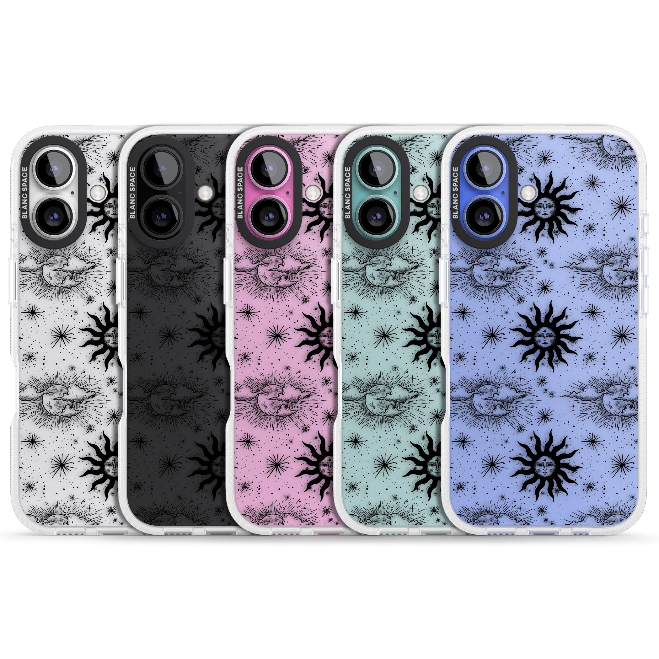Suns & Clouds Vintage Astrological iPhone 16 / 16 Plus Clear Case Impact Air - Blanc Space