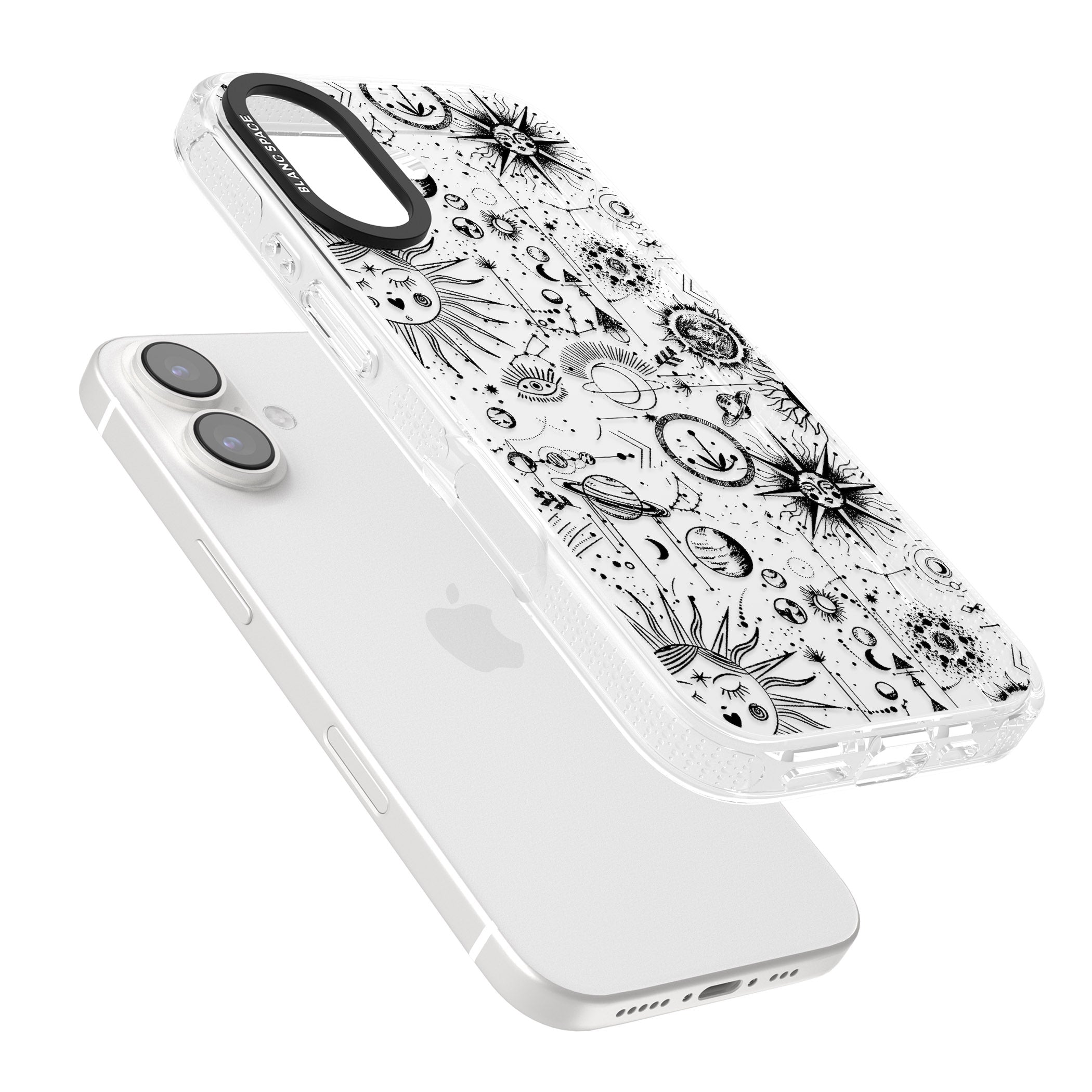 Suns & Planets Vintage Astrological iPhone 16 / 16 Plus Clear Case Impact Air - Blanc Space
