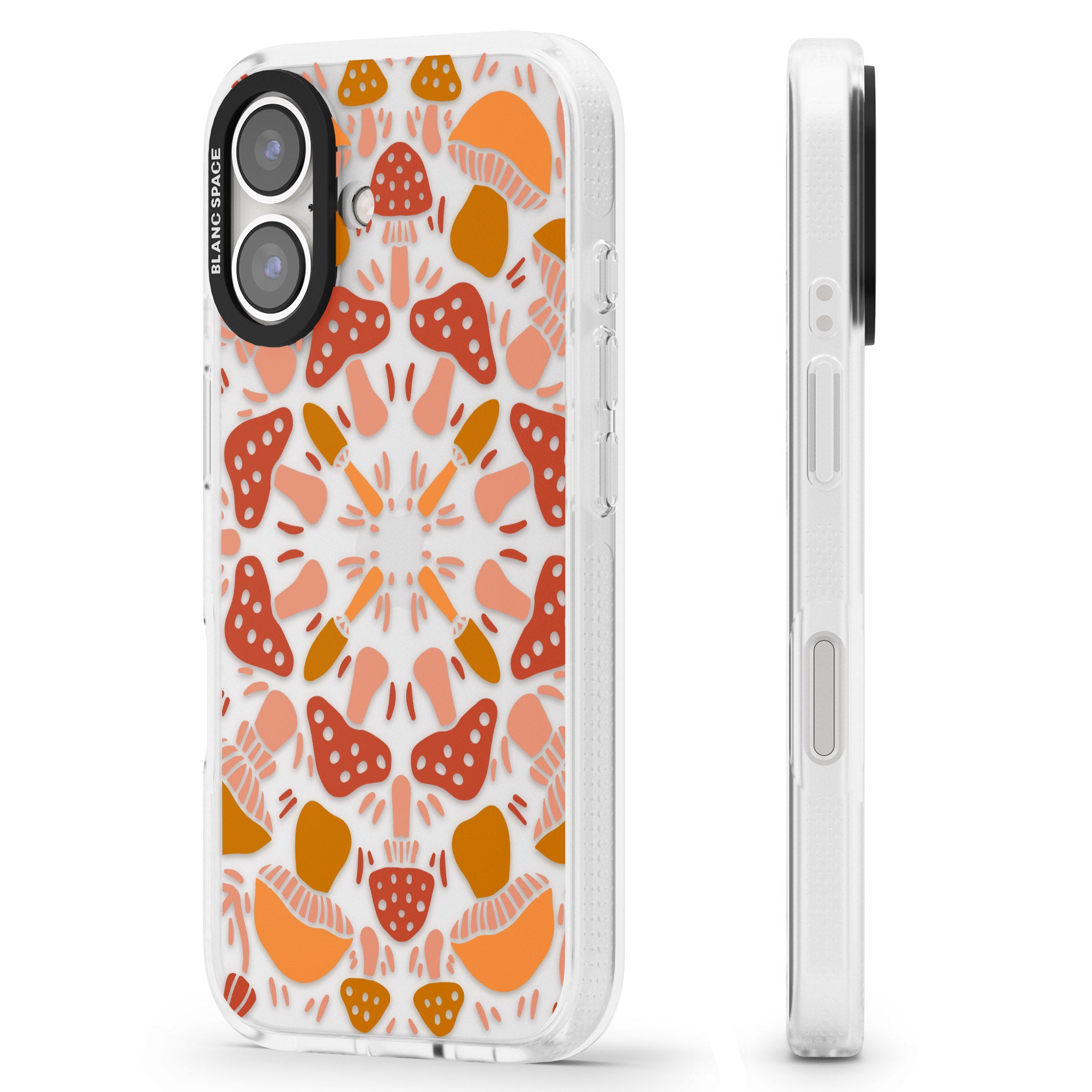 Mushroom Medley iPhone 16 / 16 Plus Clear Case Impact Air - Blanc Space