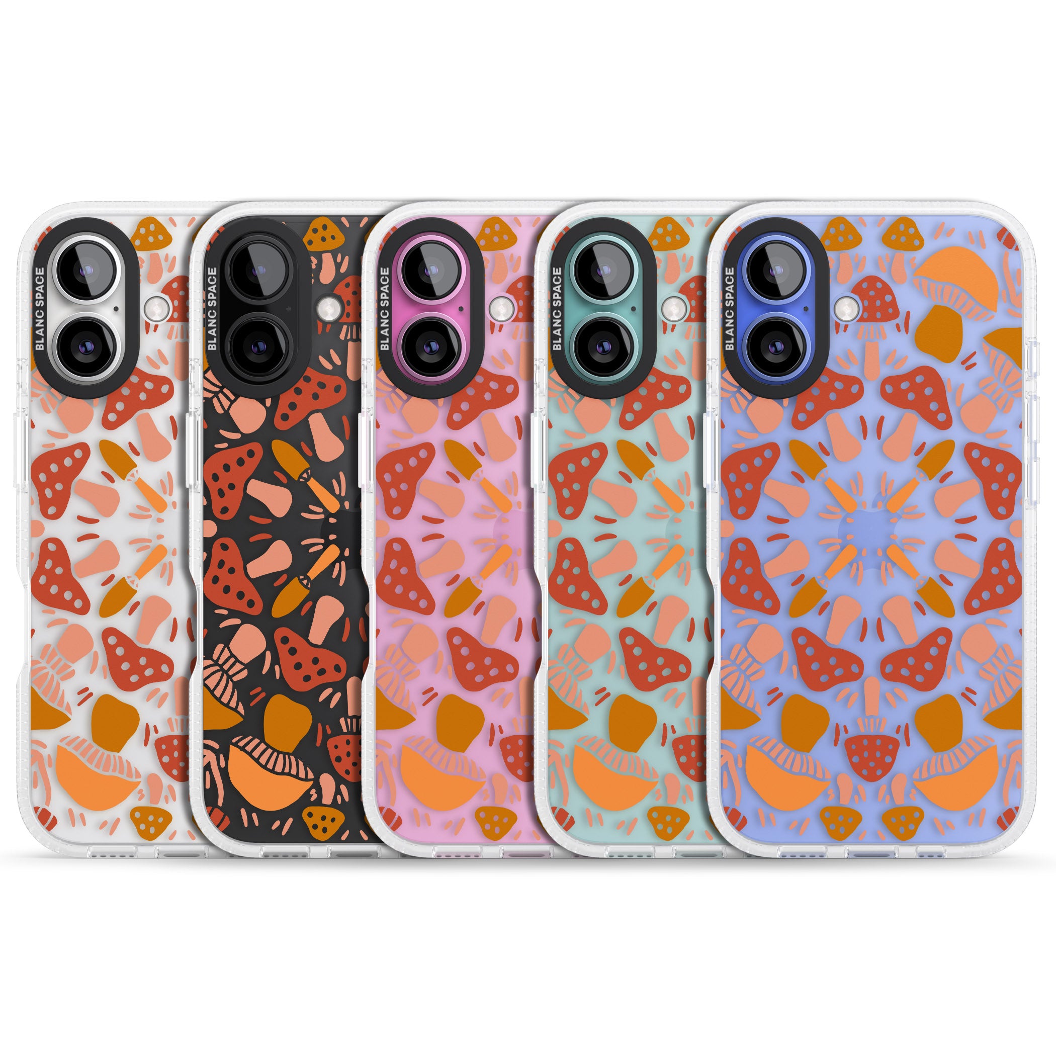 Mushroom Medley iPhone 16 / 16 Plus Clear Case Impact Air - Blanc Space