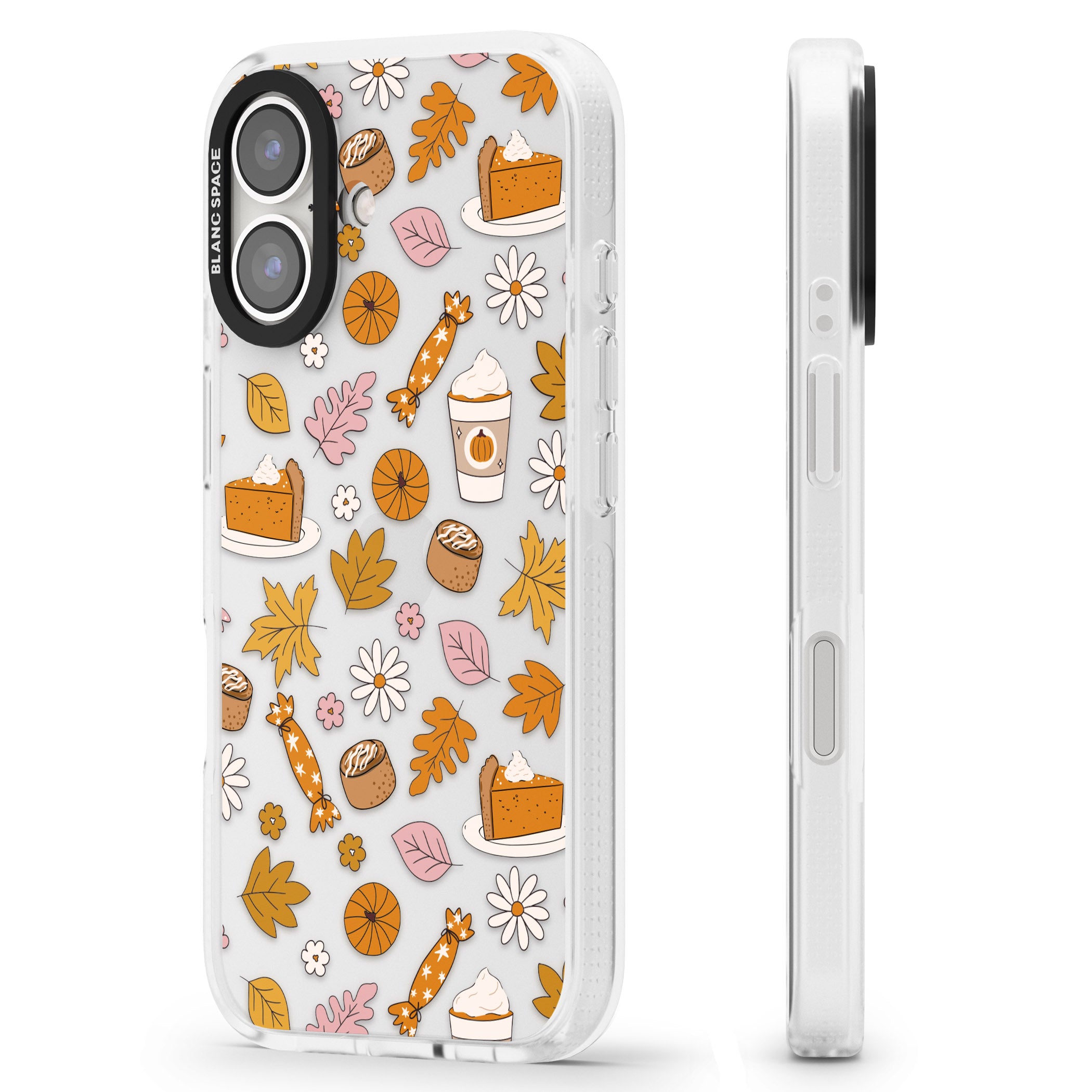 Pumpkin Spice iPhone 16 / 16 Plus Clear Case Impact Air - Blanc Space