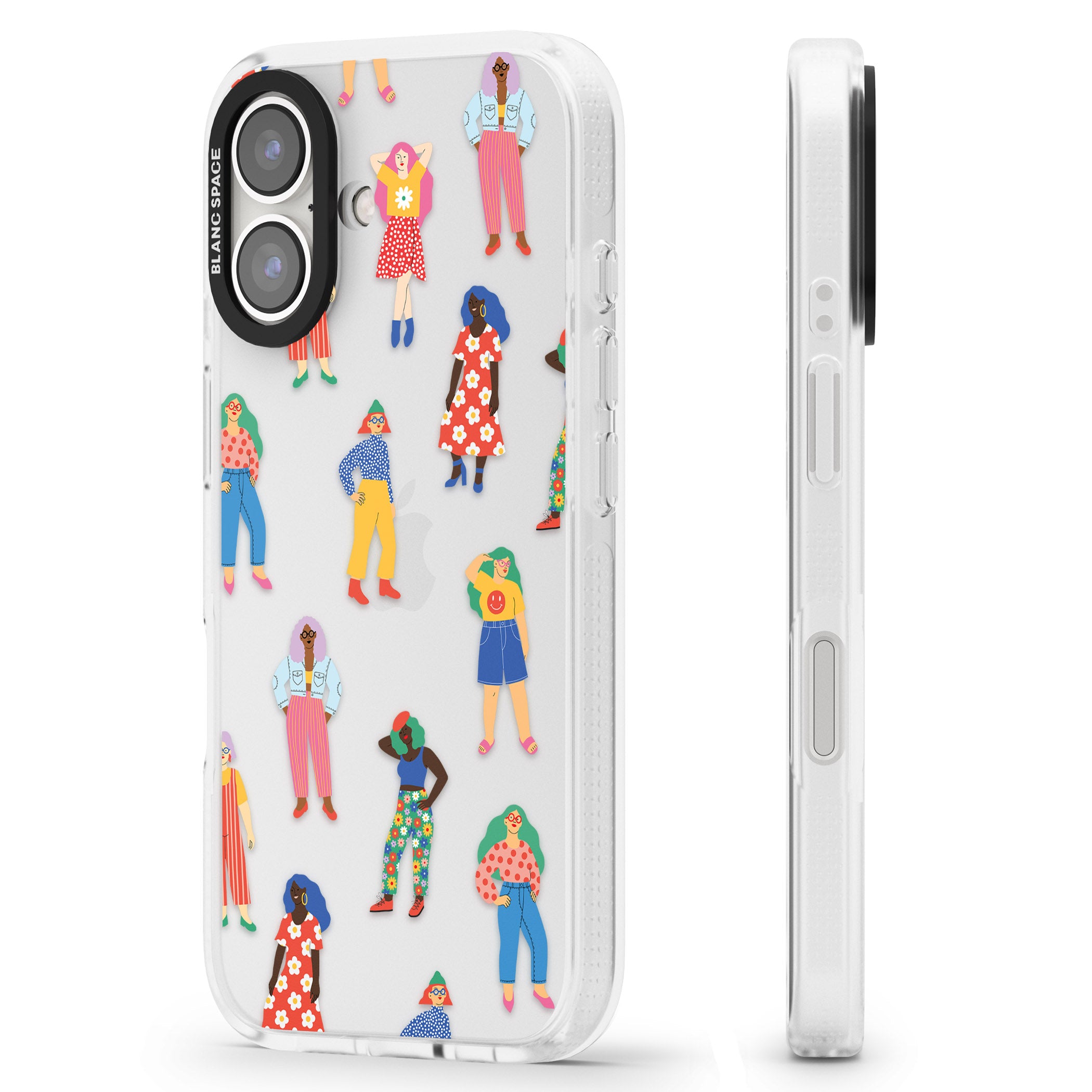 Girls Pattern iPhone 16 / 16 Plus Clear Case Impact Air - Blanc Space
